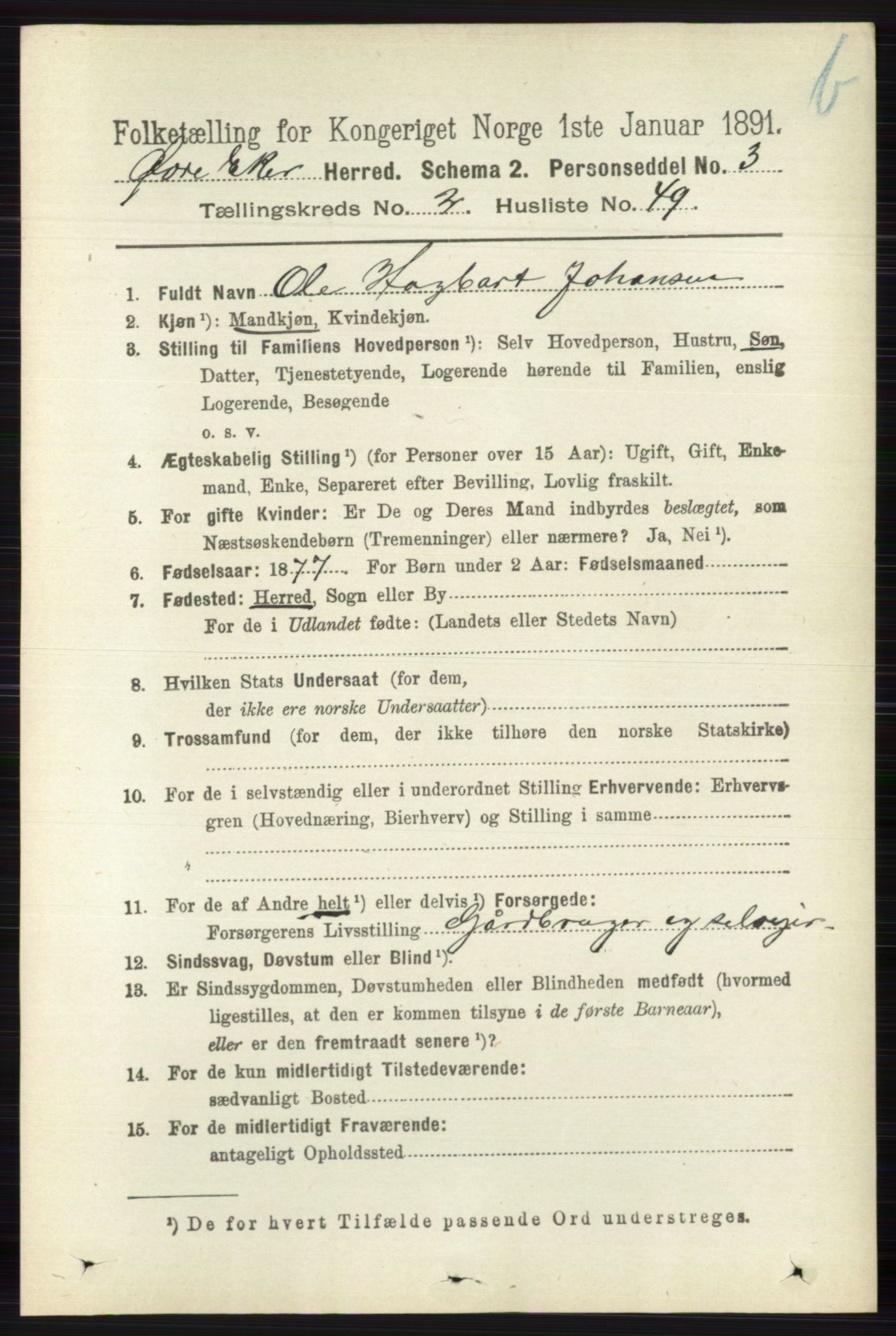 RA, 1891 census for 0624 Øvre Eiker, 1891, p. 8757