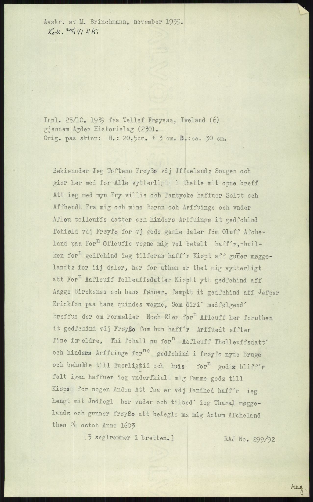 Samlinger til kildeutgivelse, Diplomavskriftsamlingen, AV/RA-EA-4053/H/Ha, p. 2252