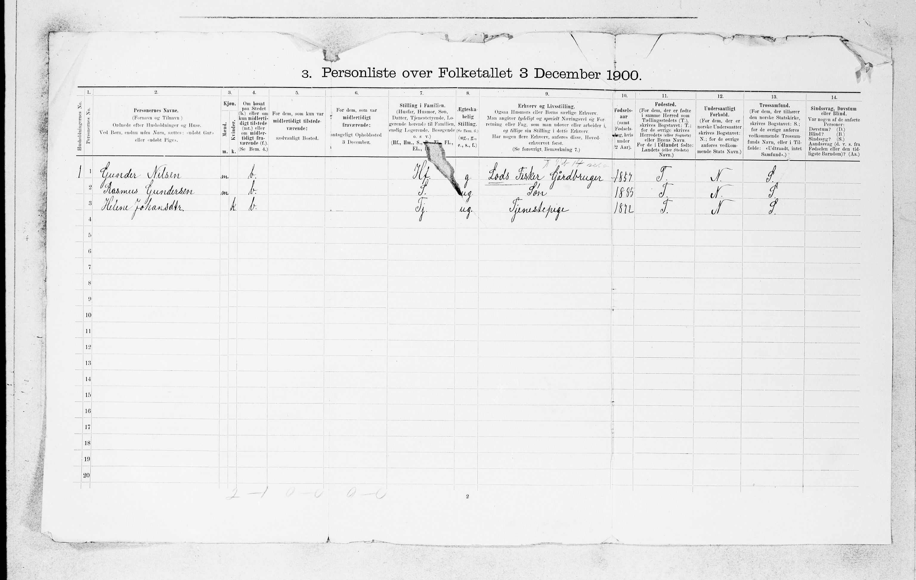 SAB, 1900 census for Manger, 1900, p. 1764