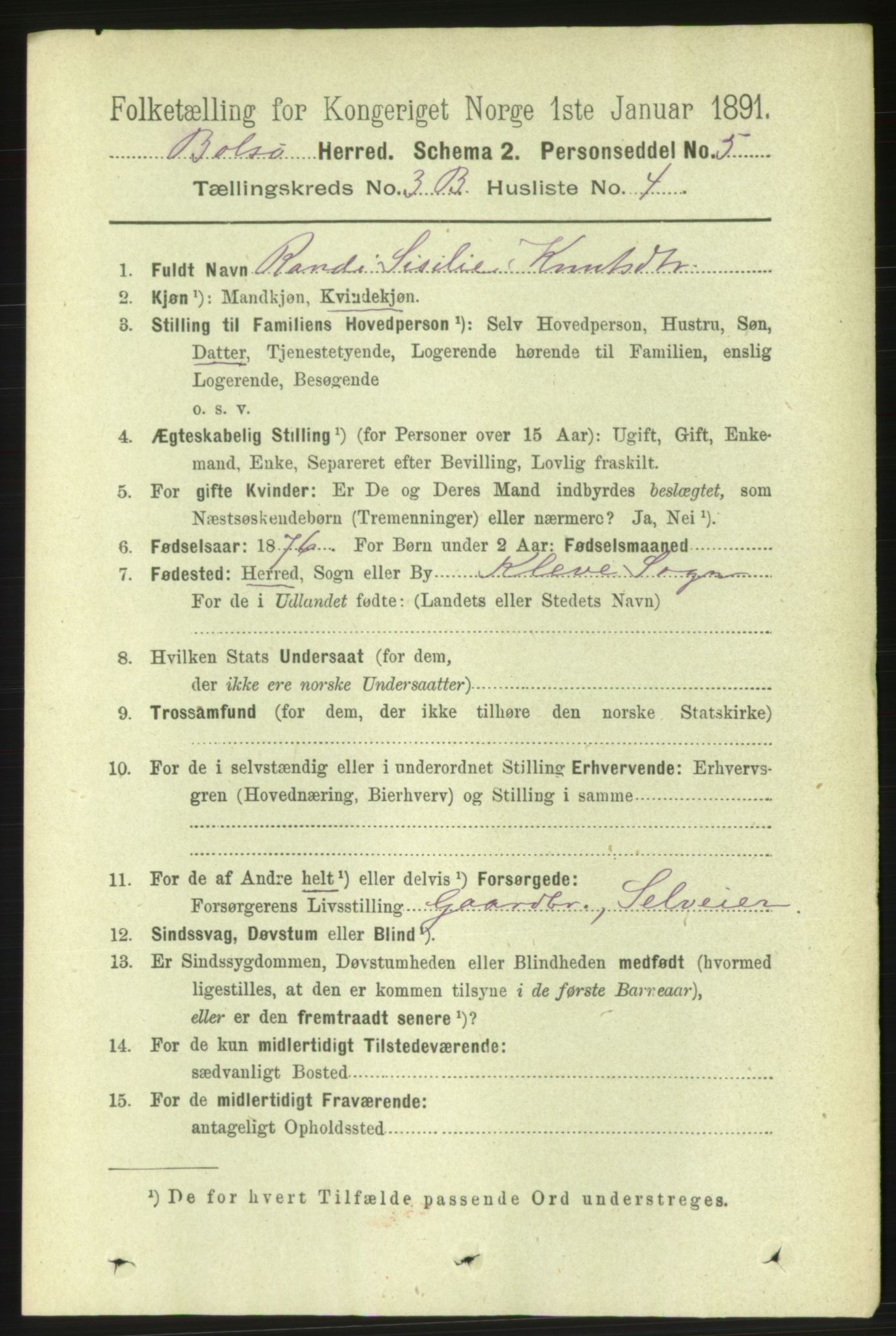 RA, 1891 census for 1544 Bolsøy, 1891, p. 2110