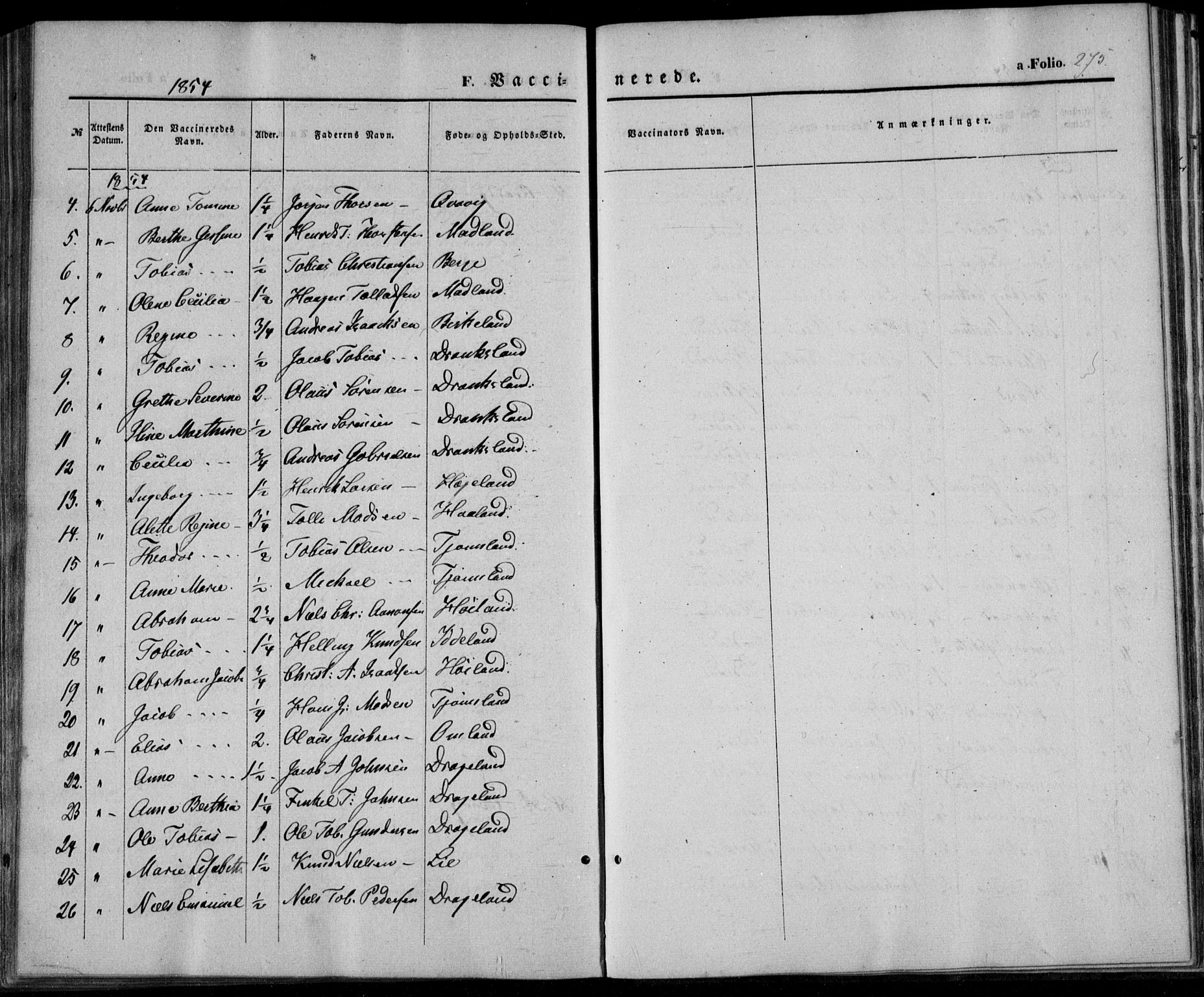 Lyngdal sokneprestkontor, AV/SAK-1111-0029/F/Fa/Fac/L0009: Parish register (official) no. A 9, 1852-1864, p. 275