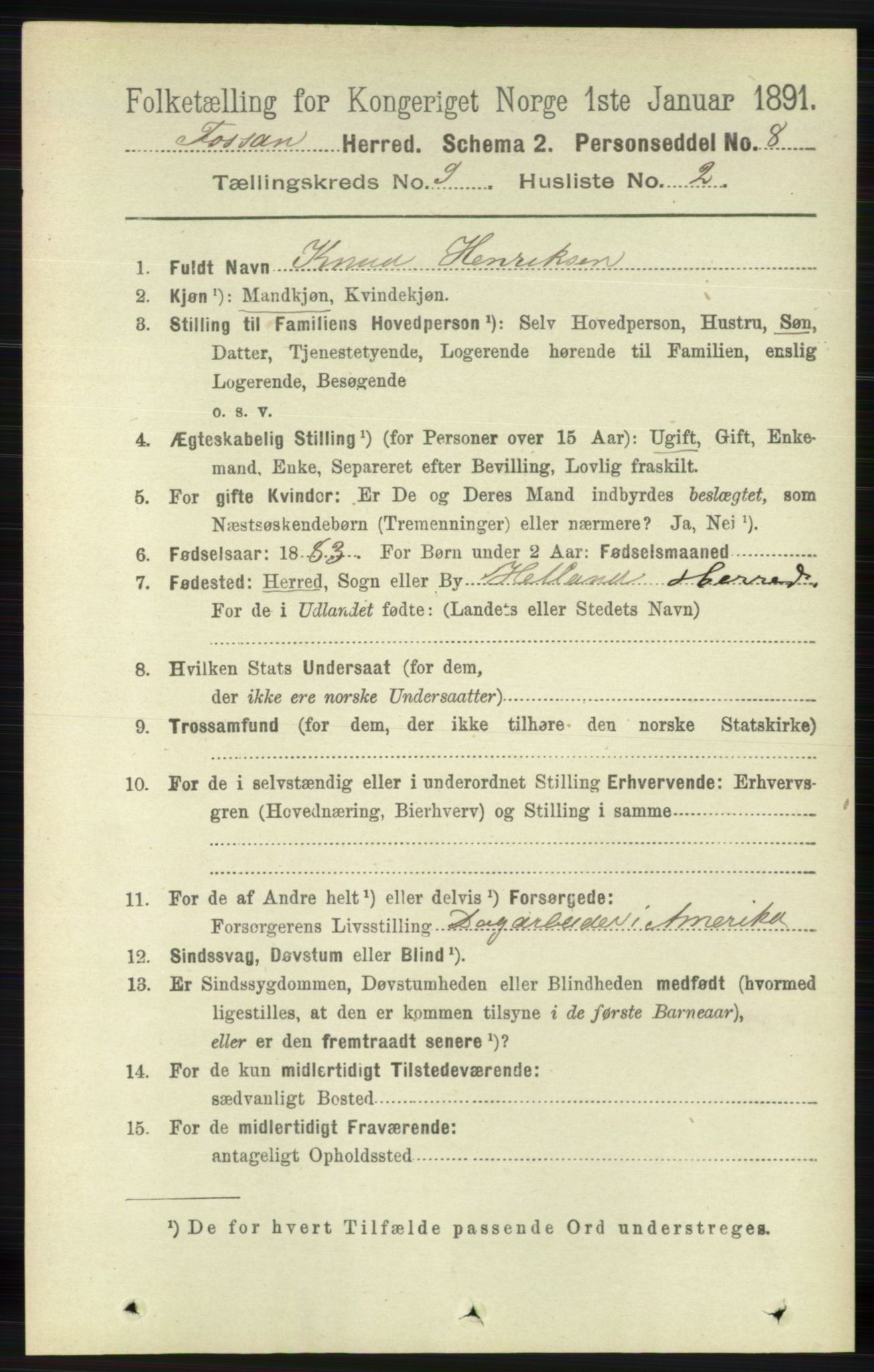 RA, 1891 census for 1129 Forsand, 1891, p. 1484