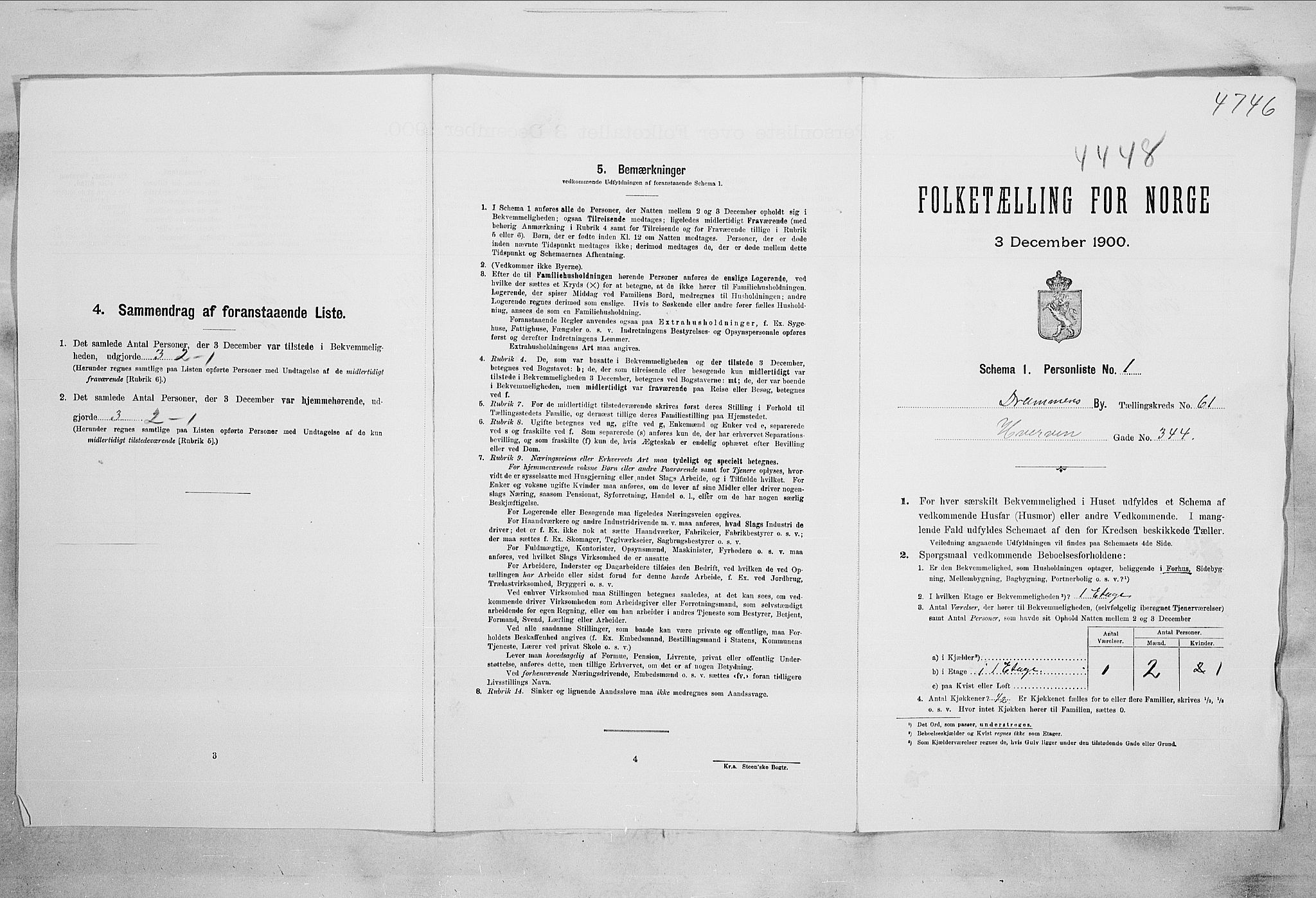 RA, 1900 census for Drammen, 1900, p. 13818