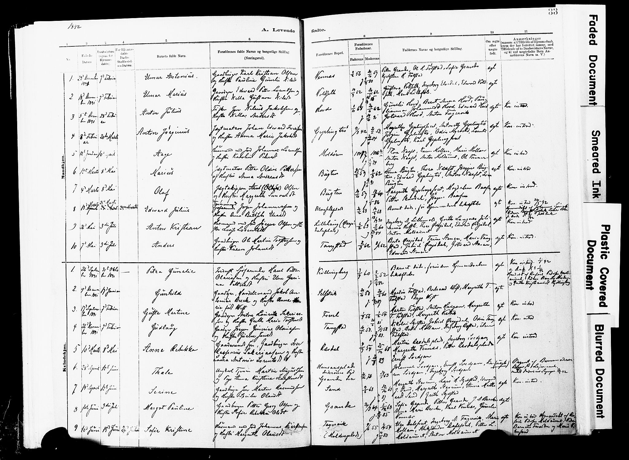 Ministerialprotokoller, klokkerbøker og fødselsregistre - Nord-Trøndelag, SAT/A-1458/744/L0420: Parish register (official) no. 744A04, 1882-1904, p. 33