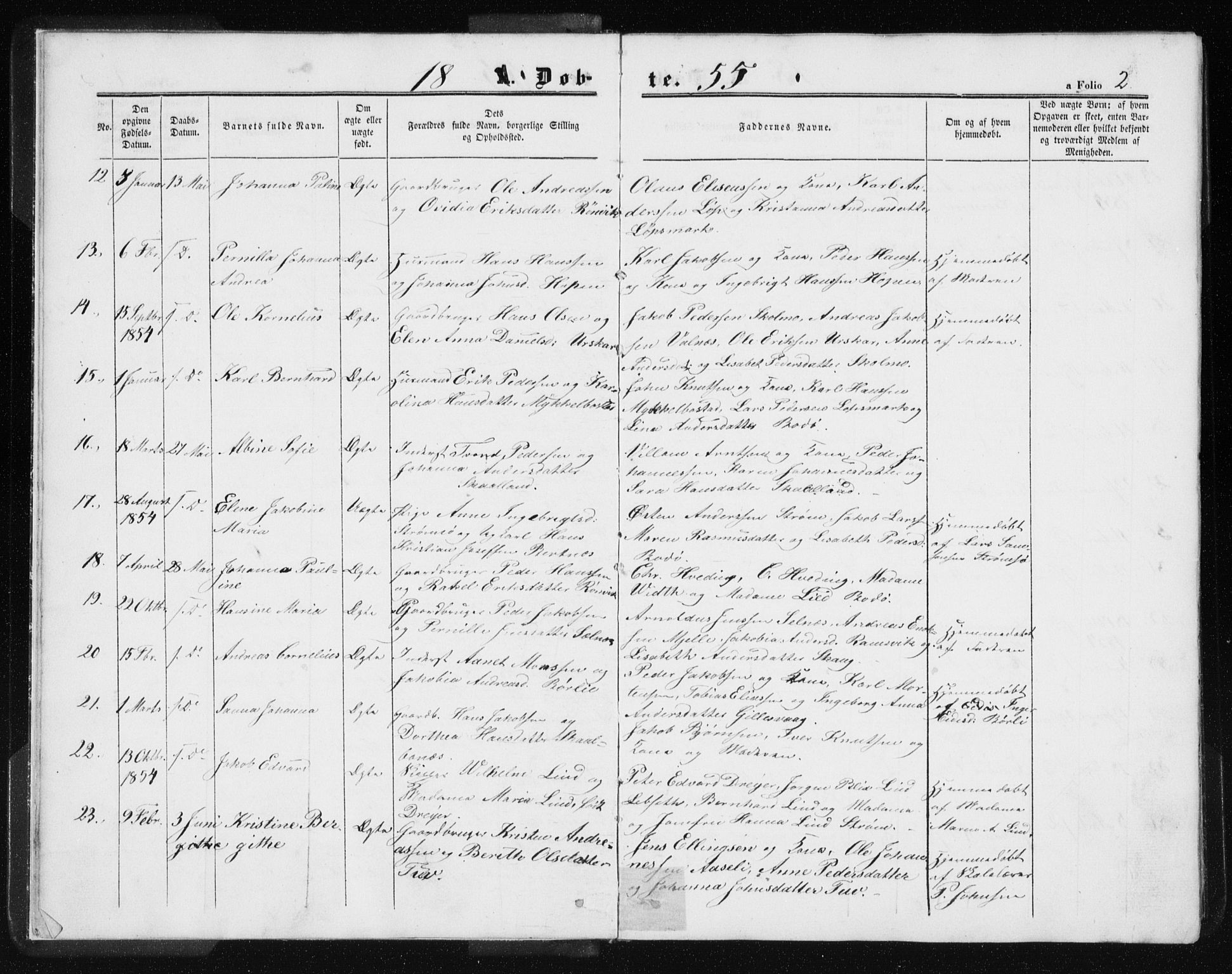 Ministerialprotokoller, klokkerbøker og fødselsregistre - Nordland, AV/SAT-A-1459/801/L0028: Parish register (copy) no. 801C03, 1855-1867, p. 2