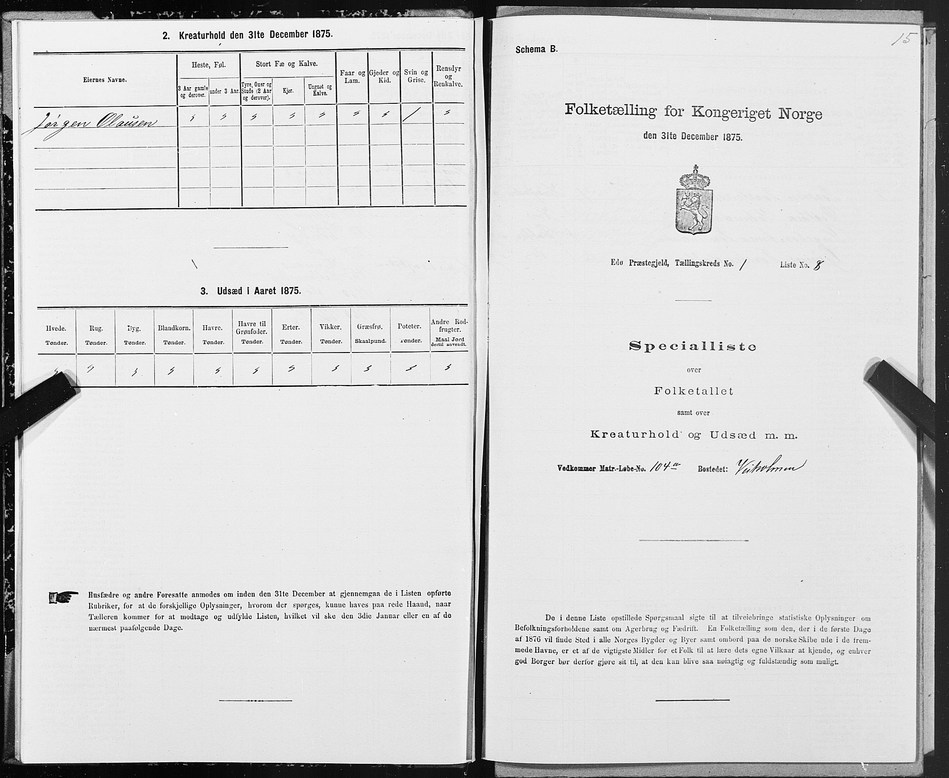 SAT, 1875 census for 1573P Edøy, 1875, p. 1015