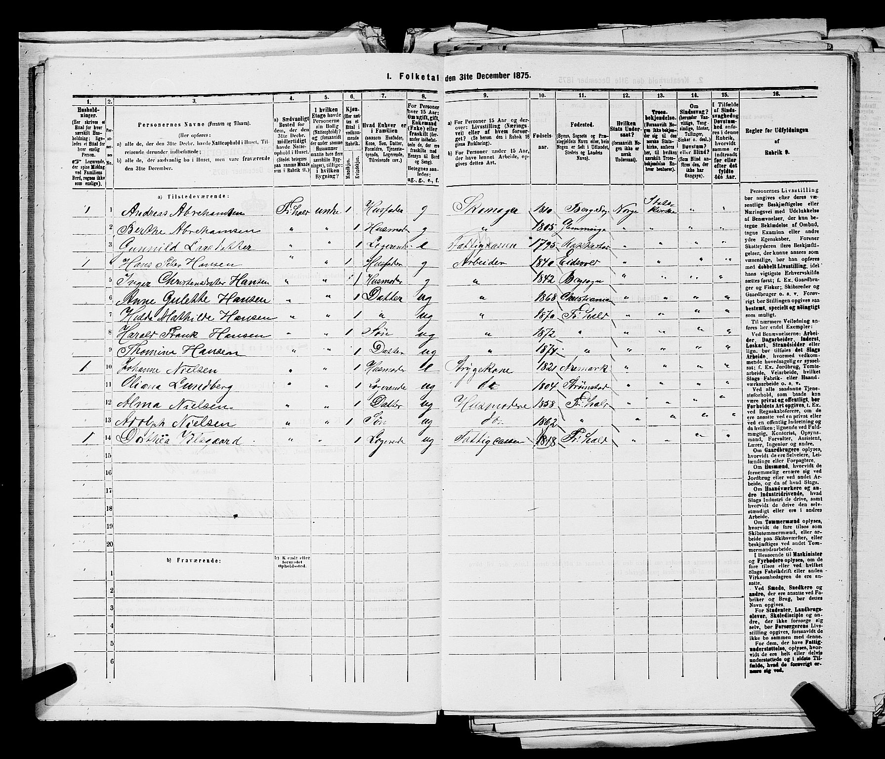 RA, 1875 census for 0101P Fredrikshald, 1875, p. 1295