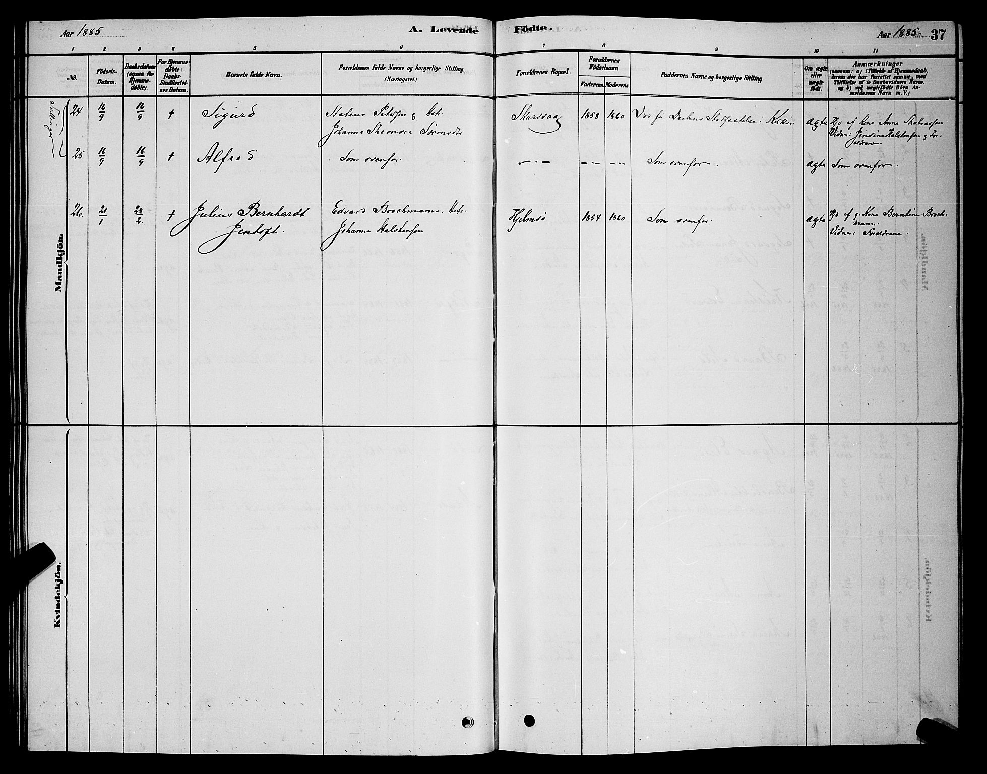 Måsøy sokneprestkontor, AV/SATØ-S-1348/H/Hb/L0002klokker: Parish register (copy) no. 2, 1876-1888, p. 37