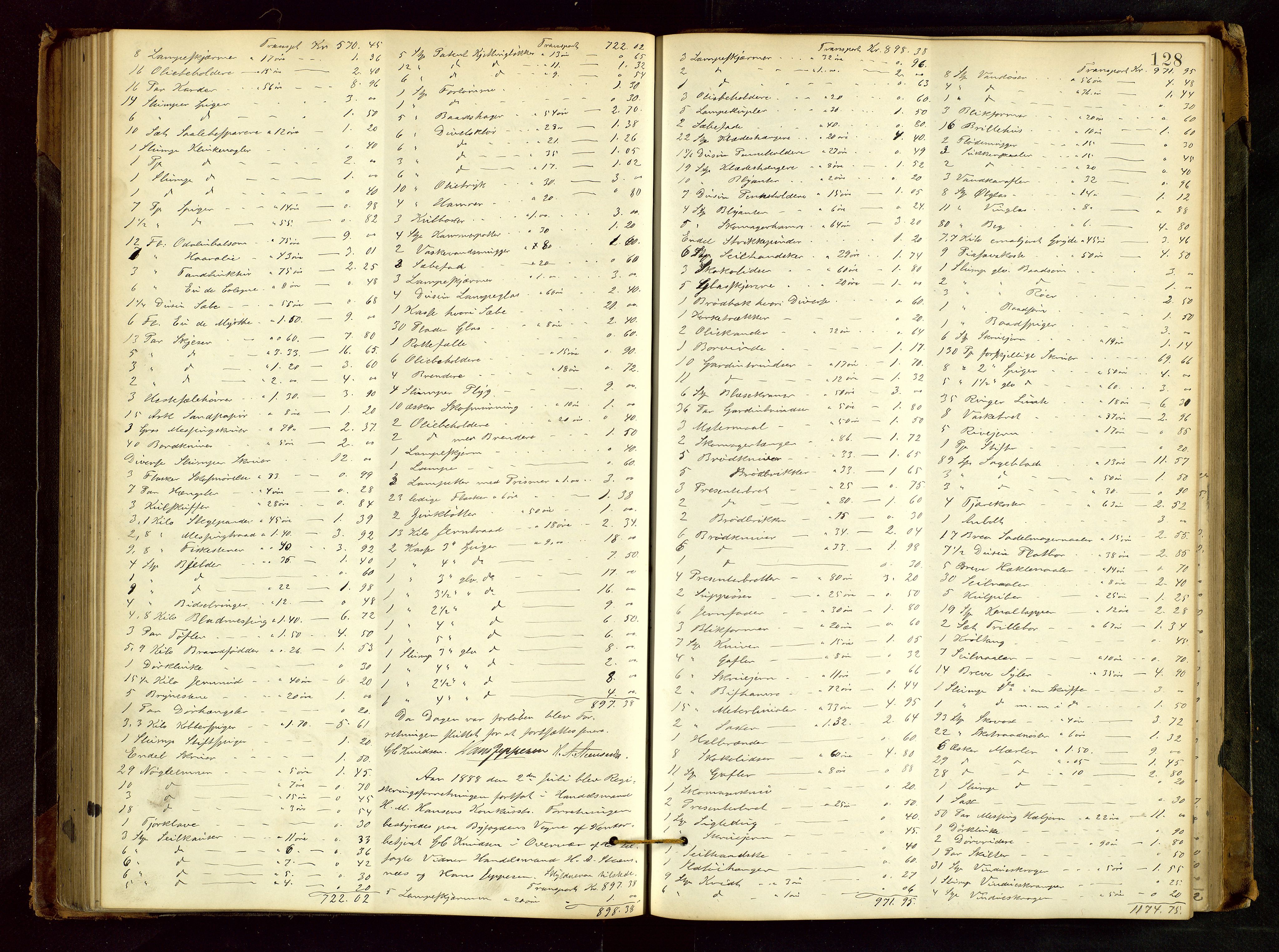Haugesund tingrett, SAST/A-101415/01/IV/IVB/L0002: Skifteregistreringsprotokoll, med register, 1879-1898, p. 127b-128a
