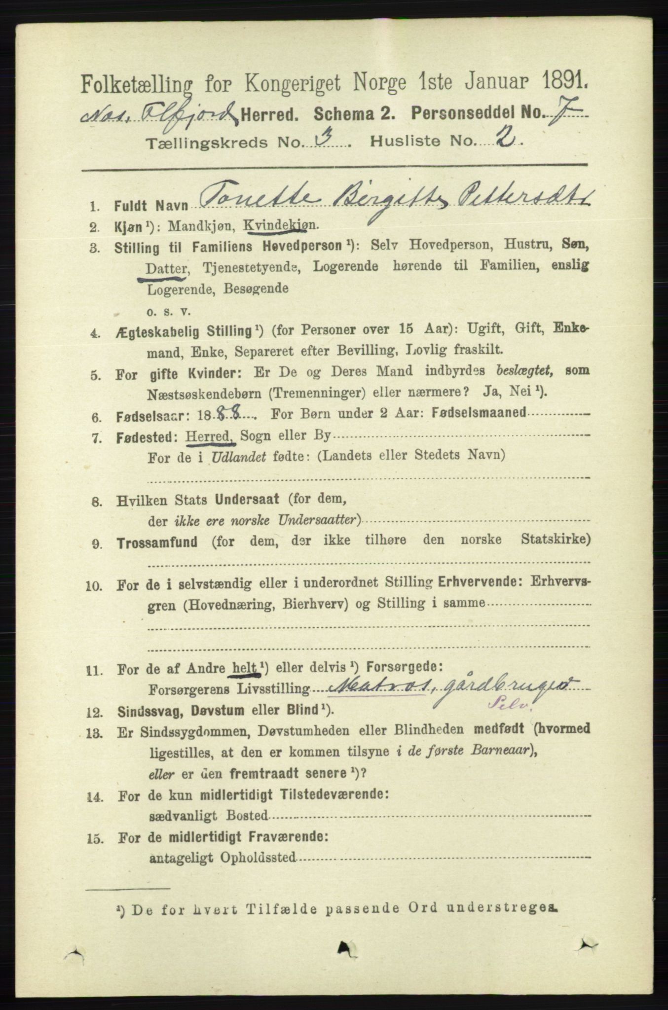 RA, 1891 census for 1043 Hidra og Nes, 1891, p. 933