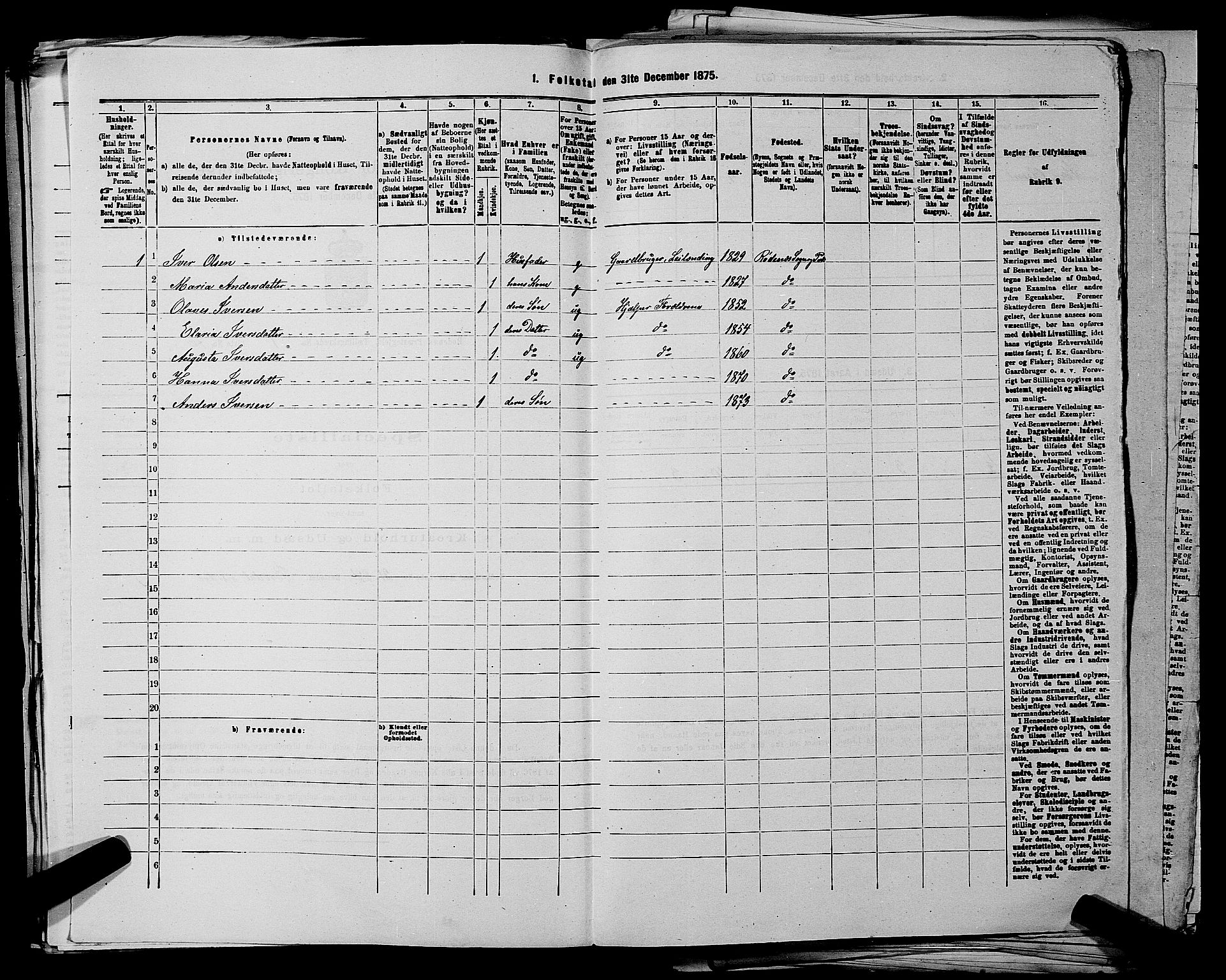 RA, 1875 census for 0120P Rødenes, 1875, p. 176