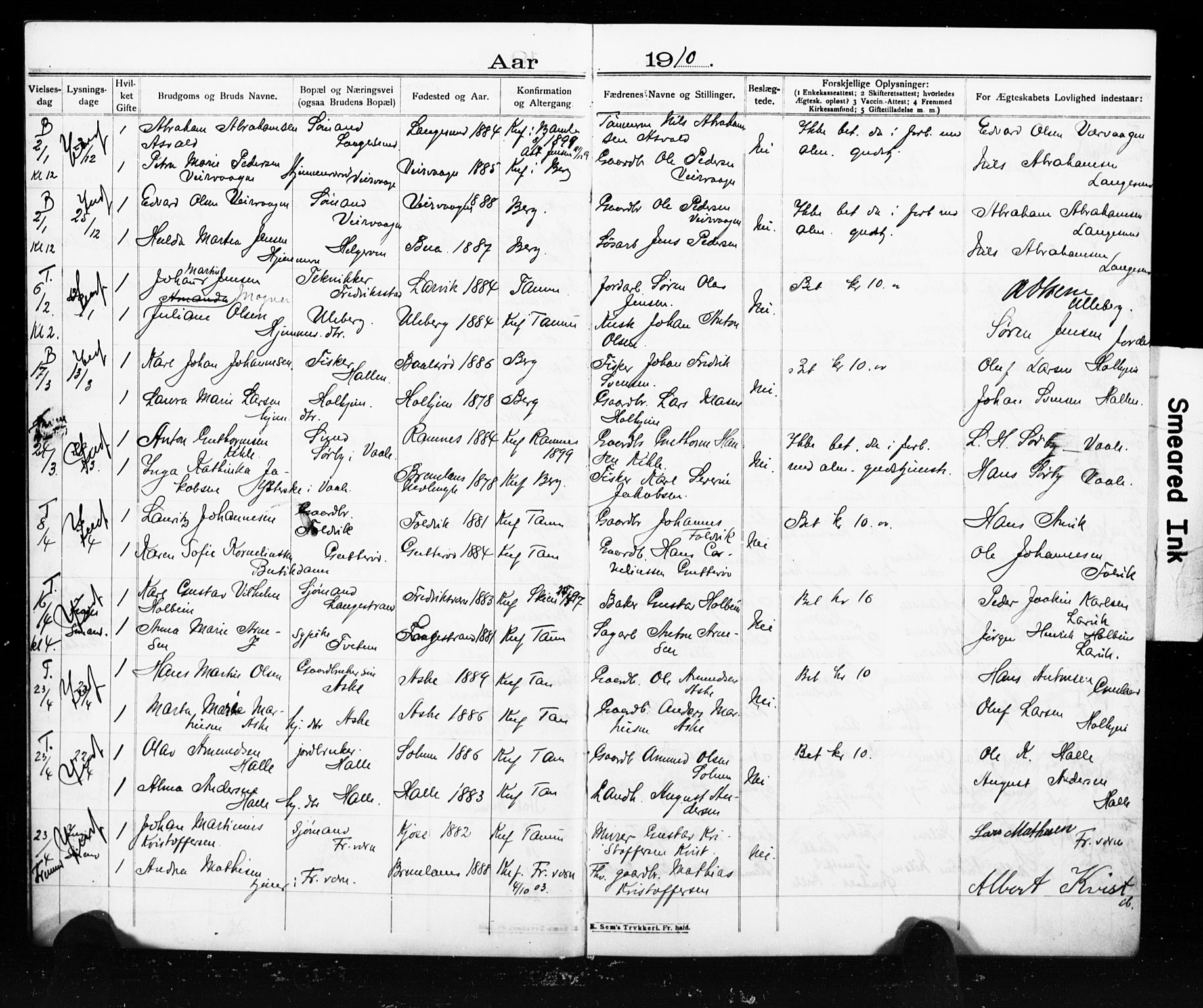 Brunlanes kirkebøker, AV/SAKO-A-342/H/Ha/L0002: Banns register no. 2, 1908-1918