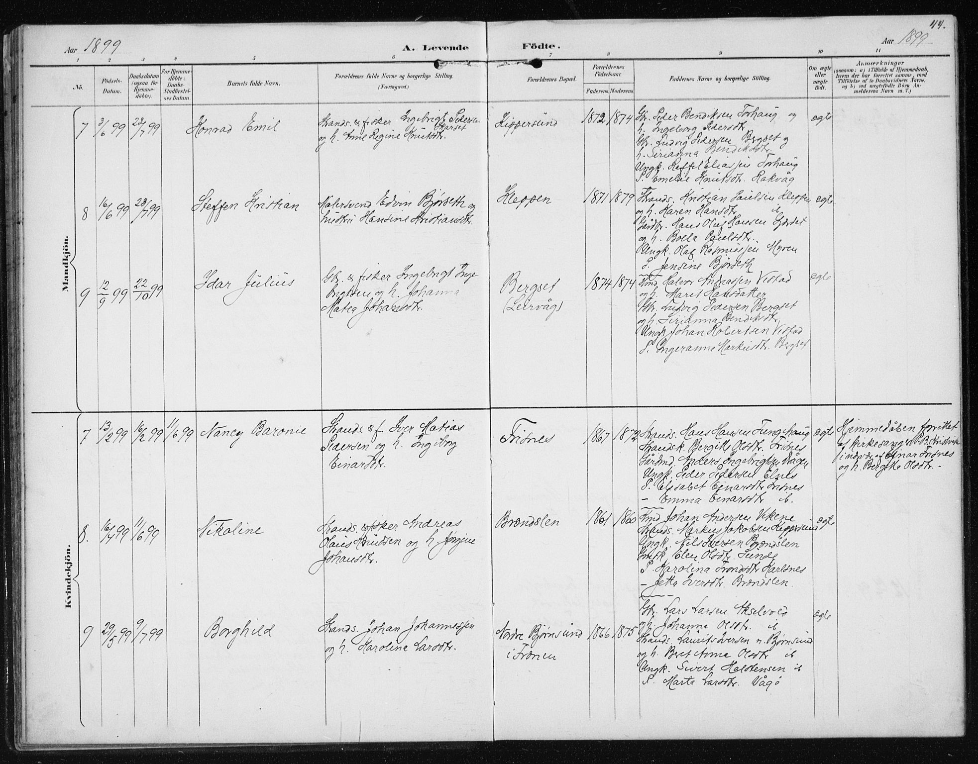 Ministerialprotokoller, klokkerbøker og fødselsregistre - Møre og Romsdal, AV/SAT-A-1454/566/L0773: Parish register (copy) no. 566C02, 1892-1909, p. 44