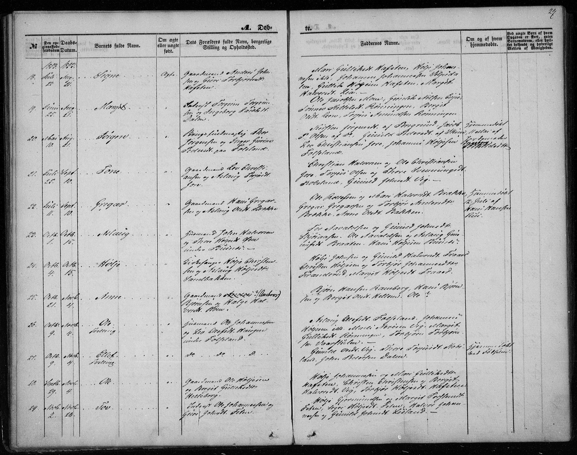 Gransherad kirkebøker, AV/SAKO-A-267/F/Fa/L0002: Parish register (official) no. I 2, 1844-1859, p. 27