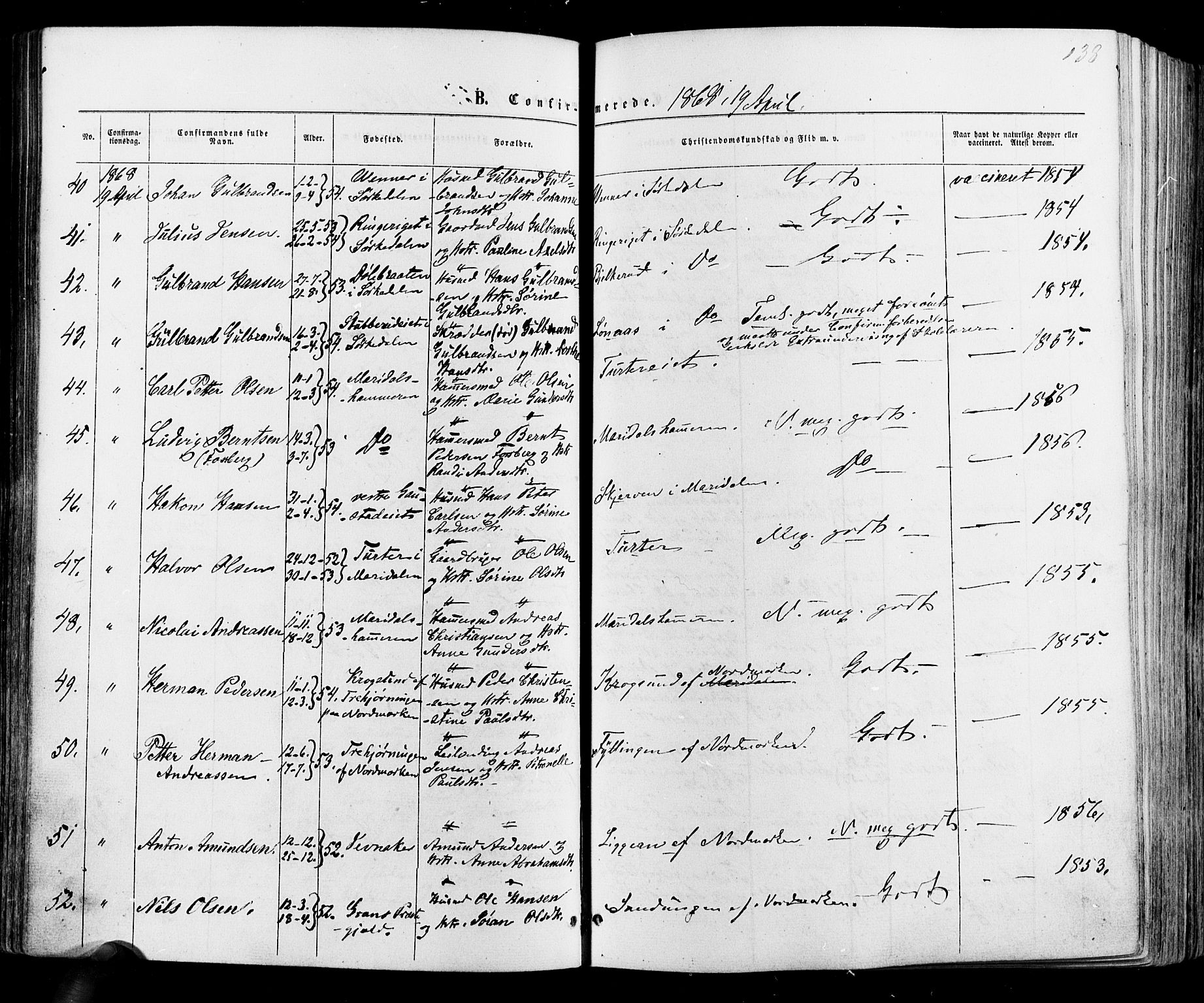 Vestre Aker prestekontor Kirkebøker, AV/SAO-A-10025/F/Fa/L0005: Parish register (official) no. 5, 1859-1877, p. 138