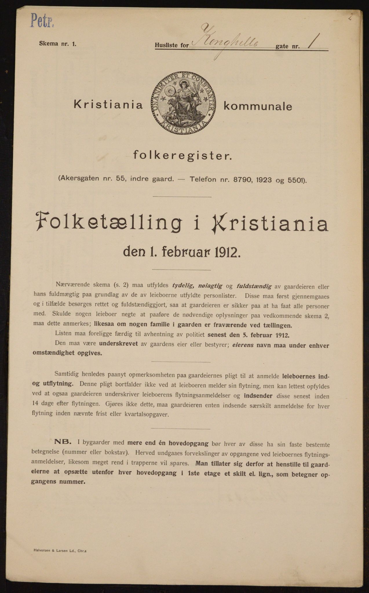OBA, Municipal Census 1912 for Kristiania, 1912, p. 52910