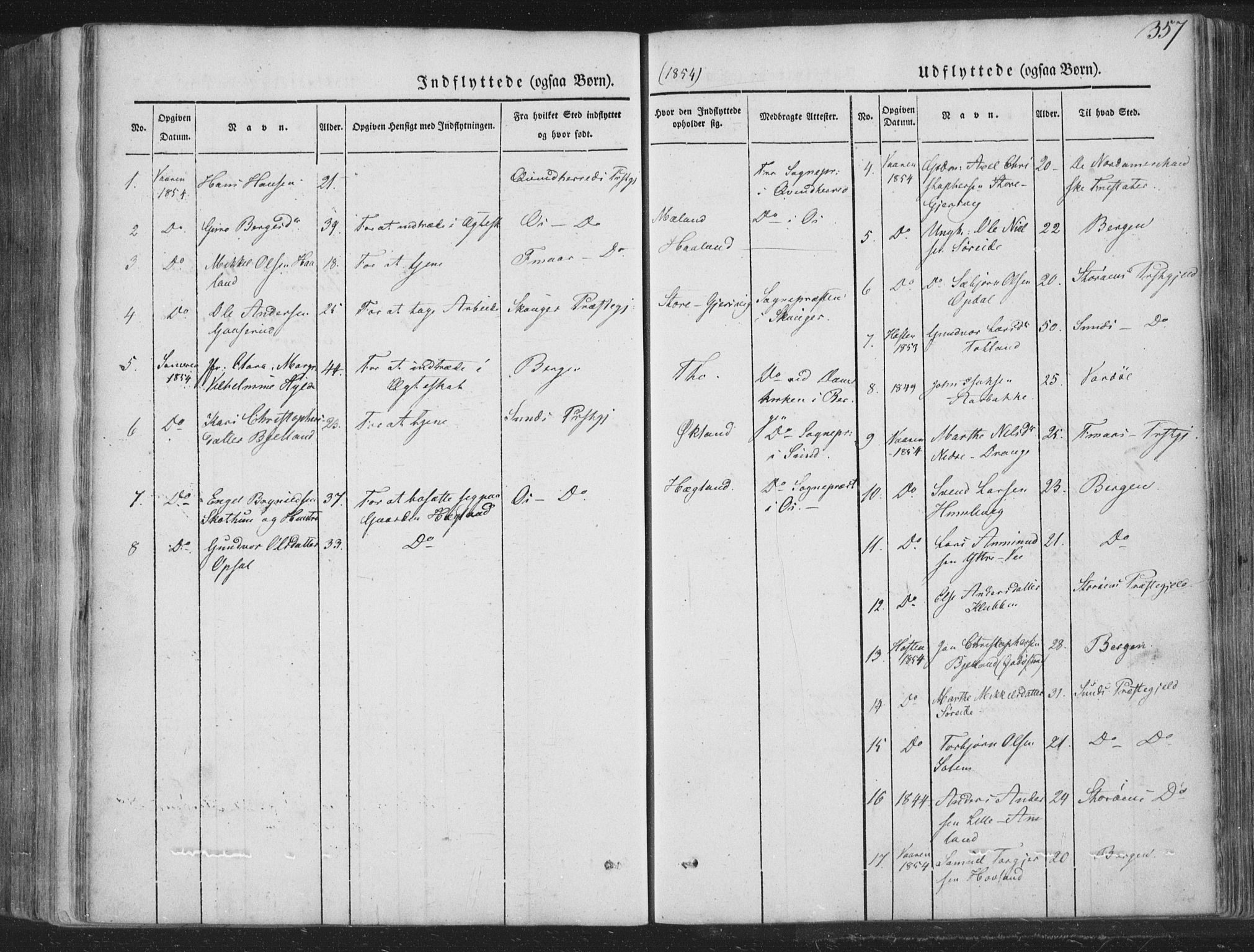 Tysnes sokneprestembete, AV/SAB-A-78601/H/Haa: Parish register (official) no. A 10, 1848-1859, p. 357