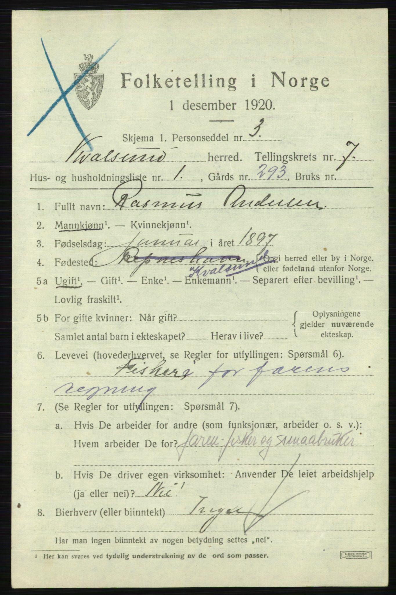 SATØ, 1920 census for , 1920, p. 2122