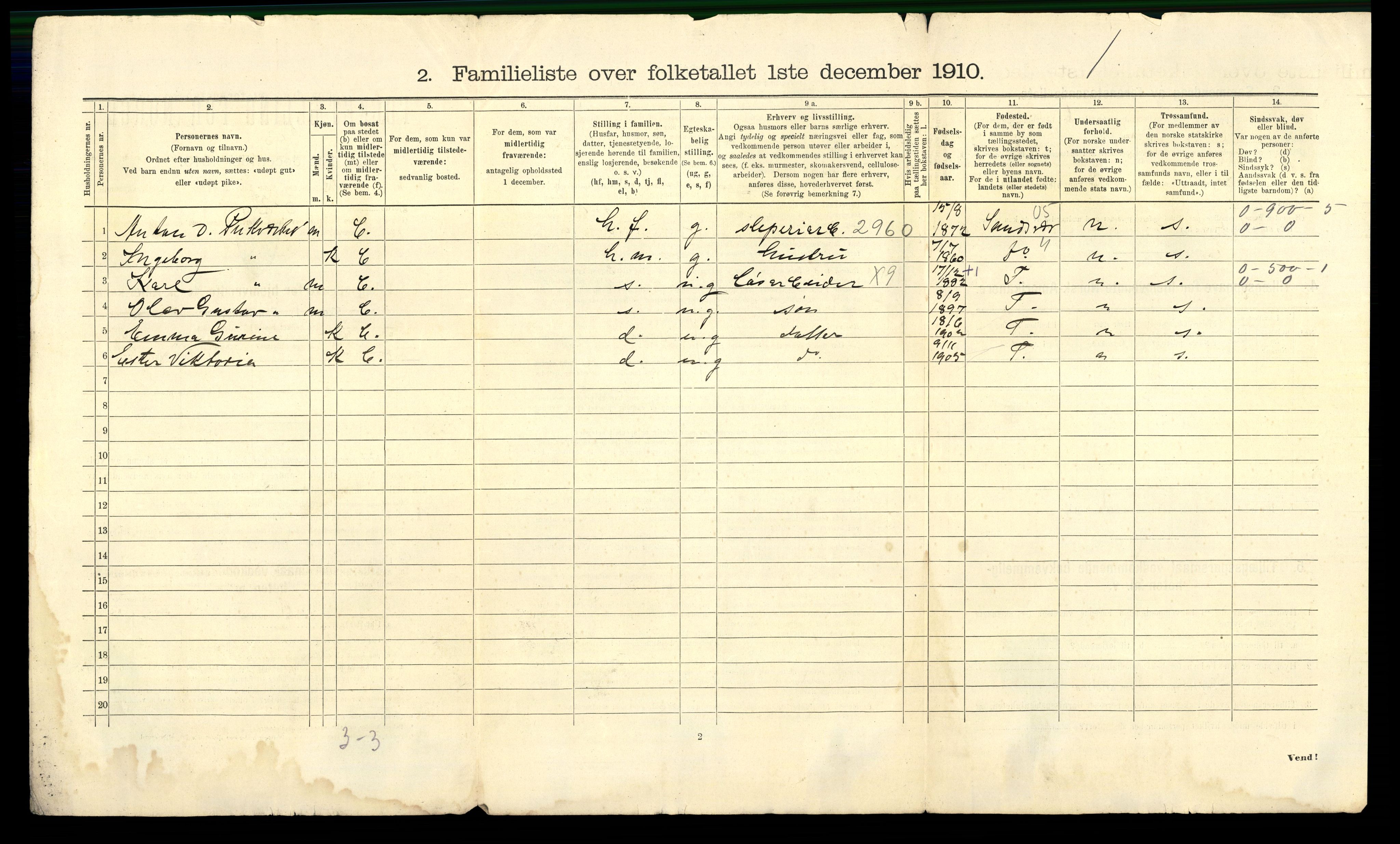 RA, 1910 census for Kongsberg, 1910, p. 57