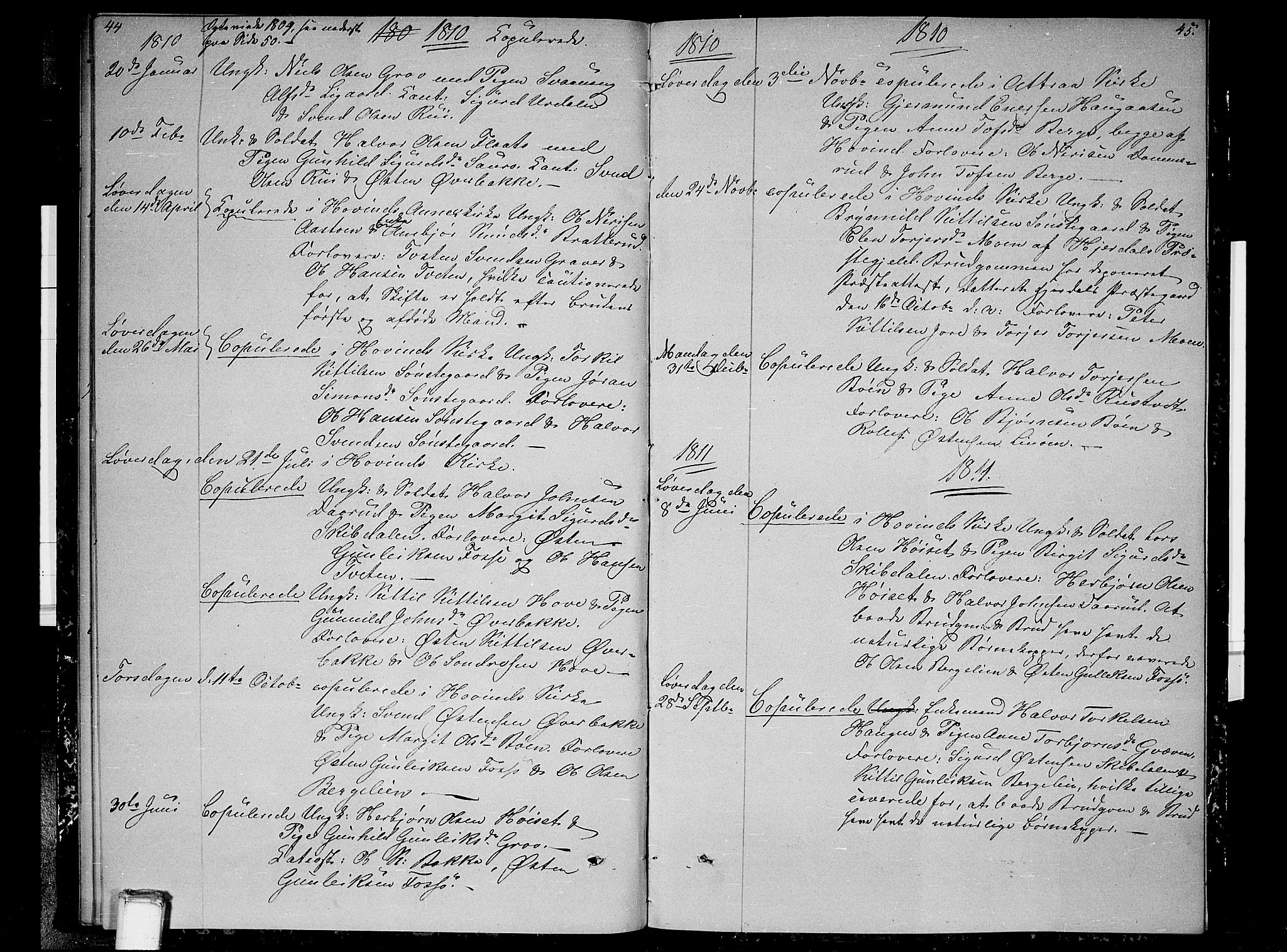 Gransherad kirkebøker, AV/SAKO-A-267/F/Fb/L0001: Parish register (official) no. II 1, 1800-1814, p. 44-45