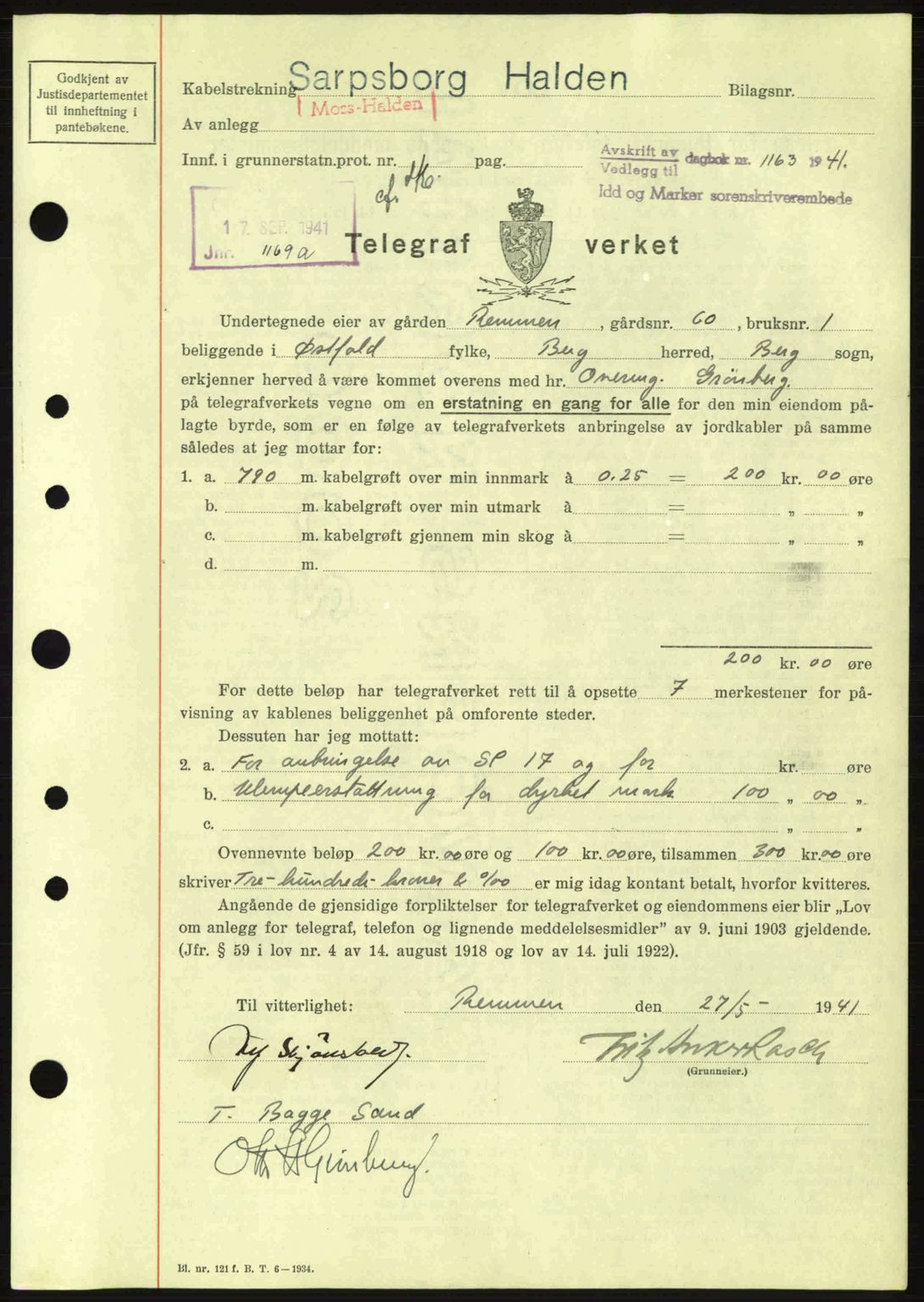 Idd og Marker sorenskriveri, AV/SAO-A-10283/G/Gb/Gbb/L0004: Mortgage book no. A4, 1940-1941, Diary no: : 1163/1941