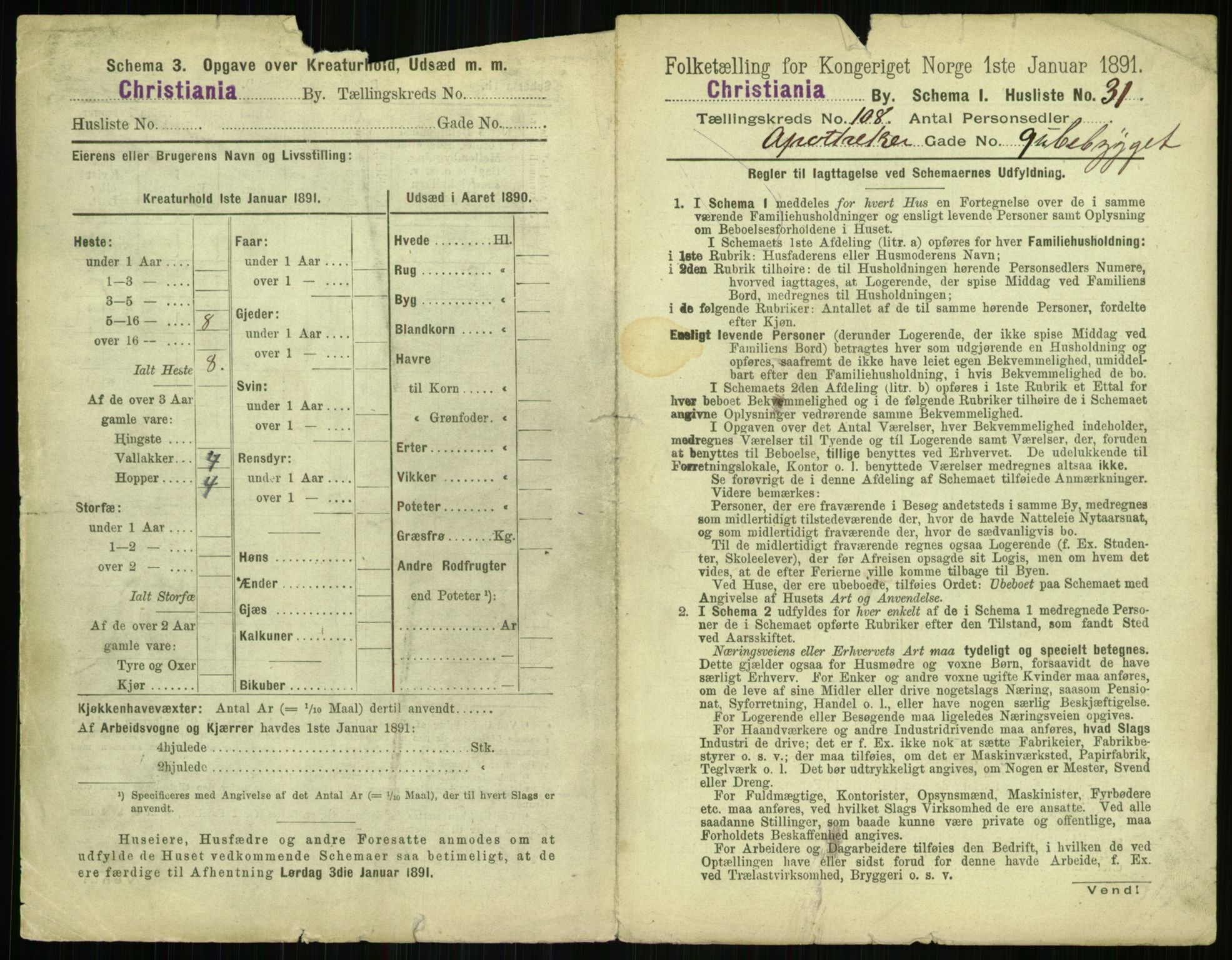 RA, 1891 census for 0301 Kristiania, 1891, p. 55431