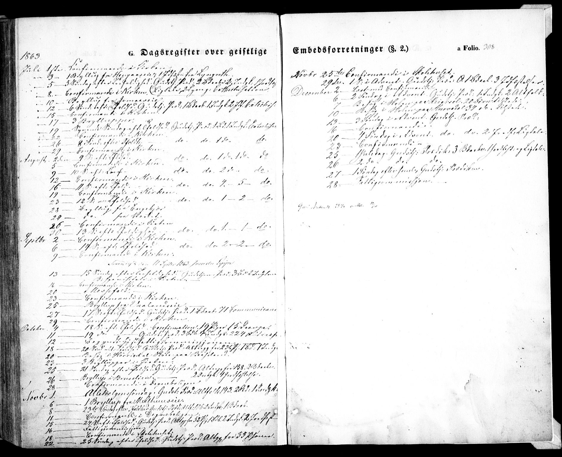 Froland sokneprestkontor, SAK/1111-0013/F/Fa/L0002: Parish register (official) no. A 2, 1845-1863, p. 308