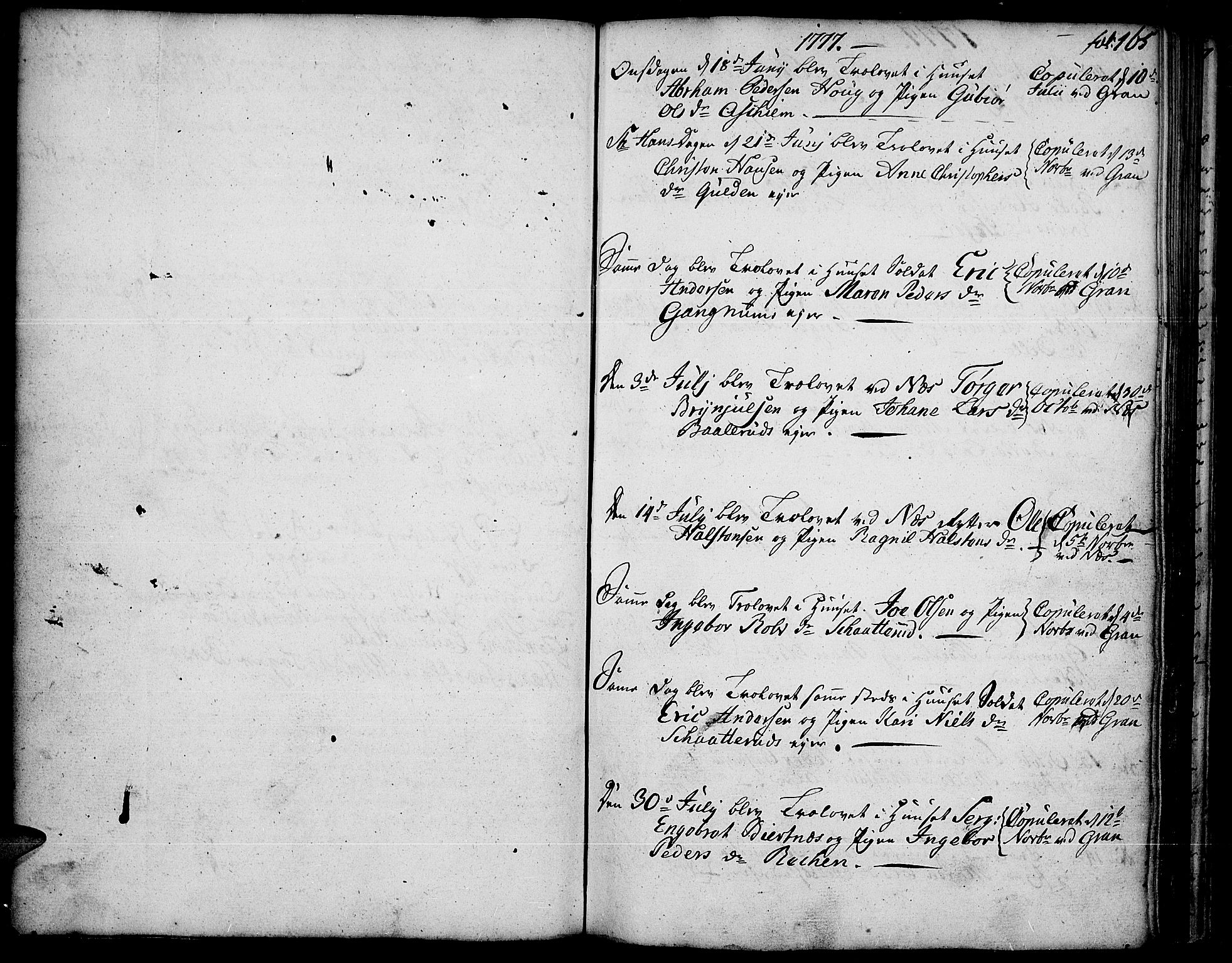 Gran prestekontor, AV/SAH-PREST-112/H/Ha/Haa/L0005: Parish register (official) no. 5, 1776-1788, p. 165