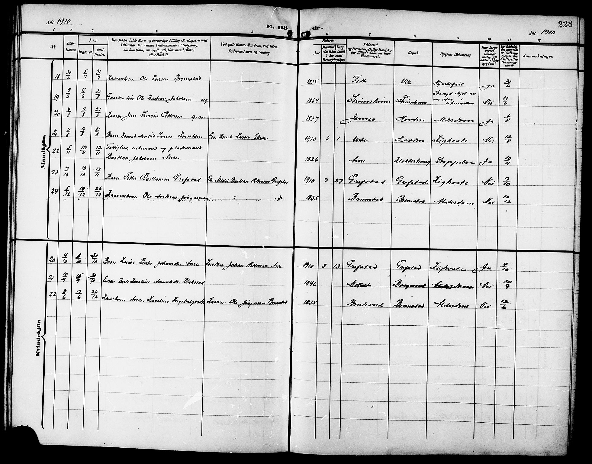 Ministerialprotokoller, klokkerbøker og fødselsregistre - Møre og Romsdal, AV/SAT-A-1454/523/L0341: Parish register (copy) no. 523C04, 1903-1916, p. 228