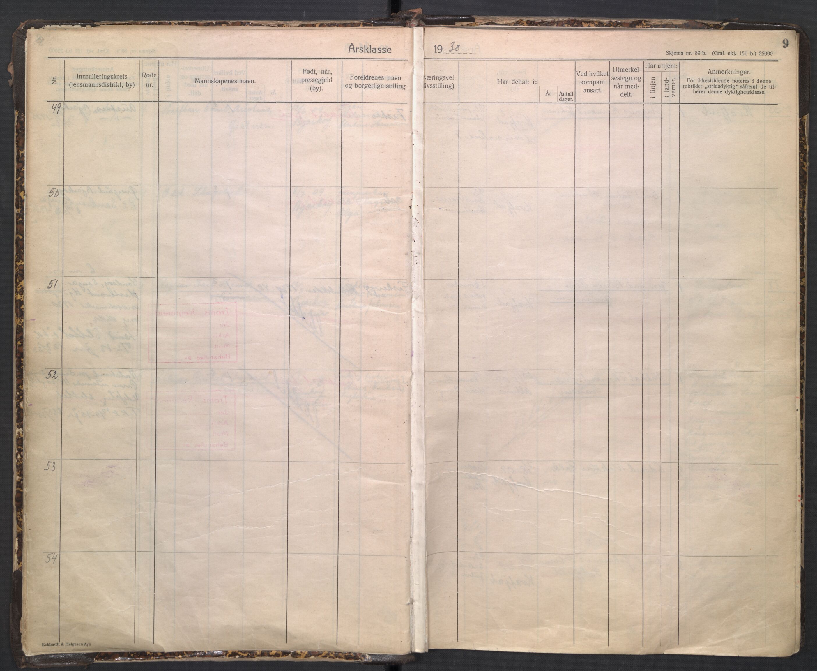 Forsvaret, Troms infanteriregiment nr. 16, AV/RA-RAFA-3146/P/Pa/L0005/0003: Ruller / Rulle for regimentets stridende menige mannskaper, årsklasse 1930, 1930, p. 9