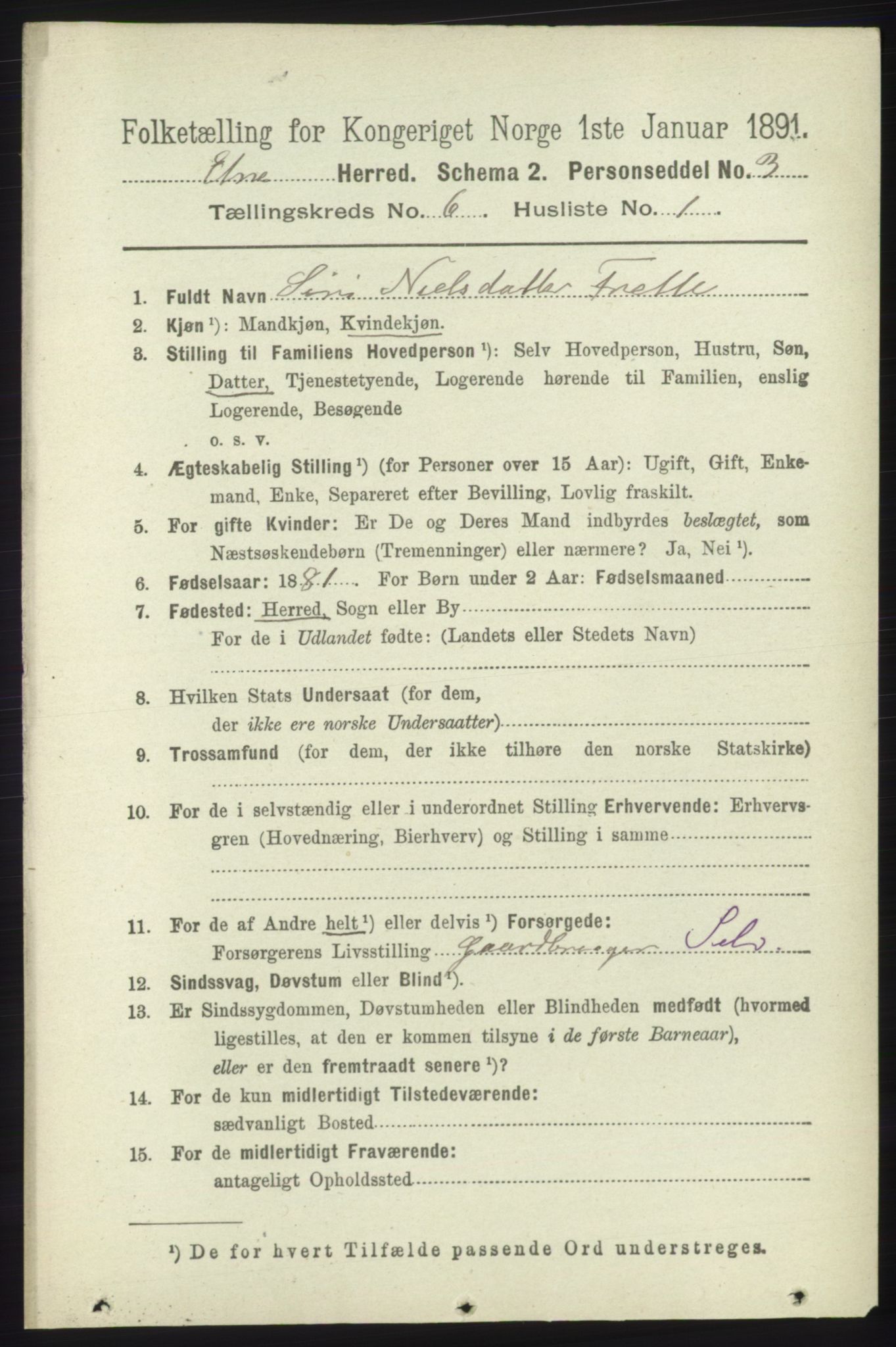 RA, 1891 census for 1211 Etne, 1891, p. 1214