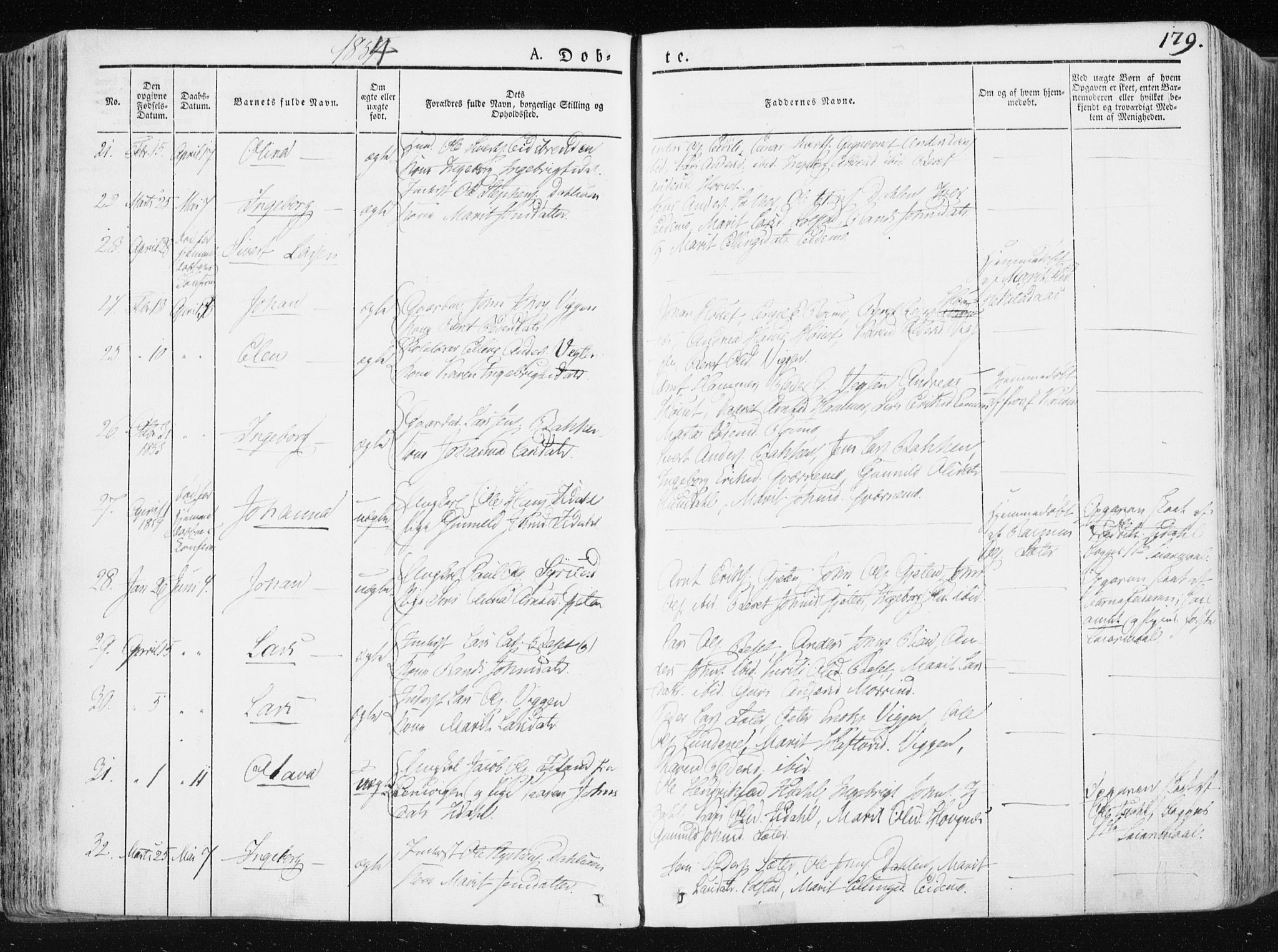 Ministerialprotokoller, klokkerbøker og fødselsregistre - Sør-Trøndelag, AV/SAT-A-1456/665/L0771: Parish register (official) no. 665A06, 1830-1856, p. 179