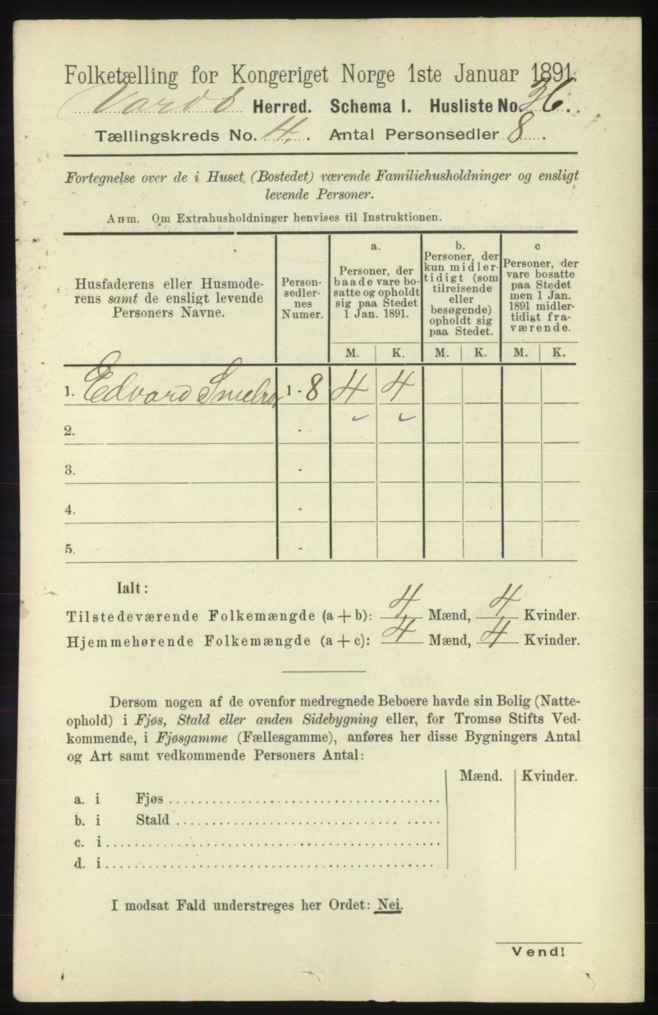 RA, 1891 census for 2028 Vardø, 1891, p. 1090