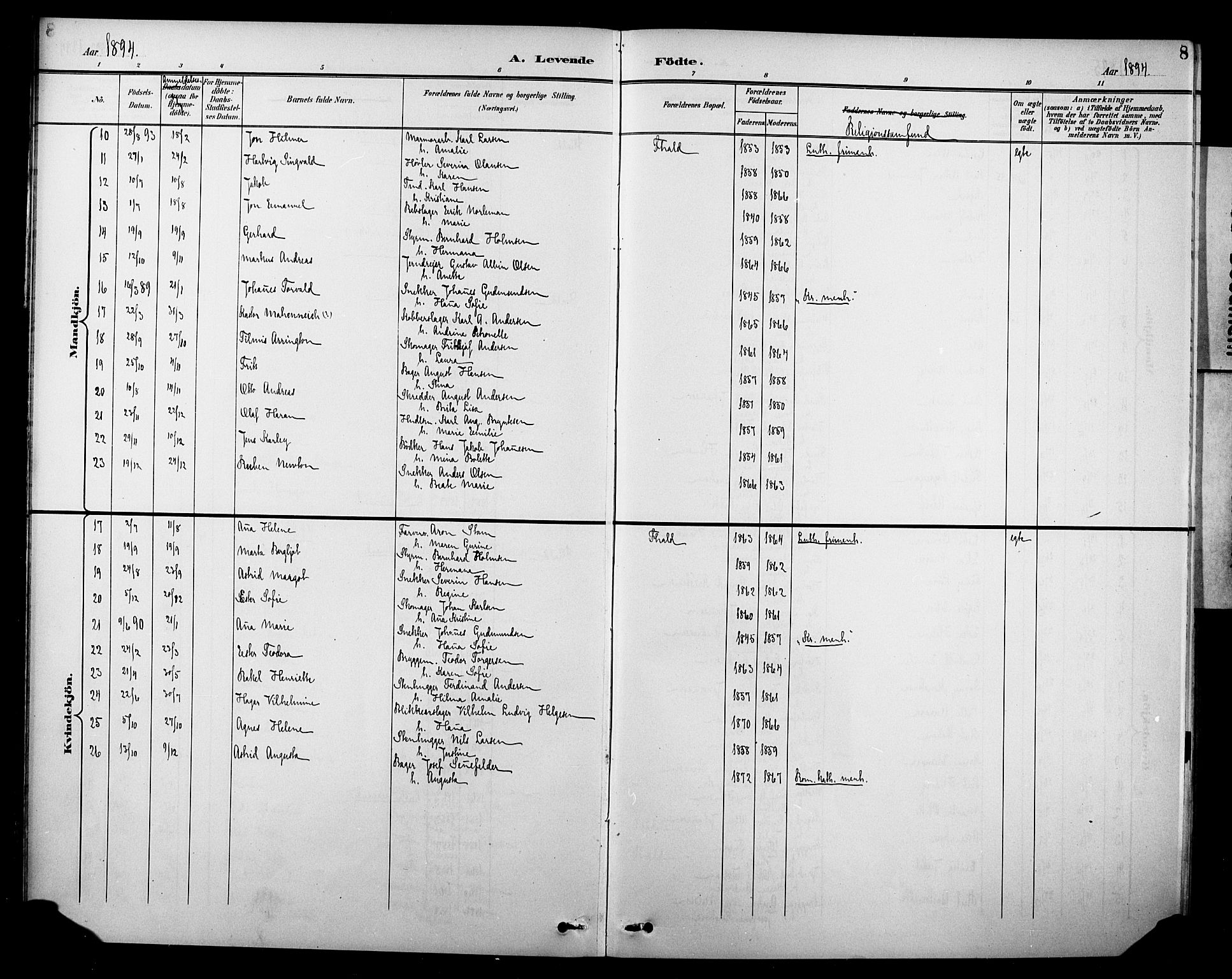 Halden prestekontor Kirkebøker, SAO/A-10909/F/Fb/L0001: Parish register (official) no. II 1, 1892-1932, p. 8