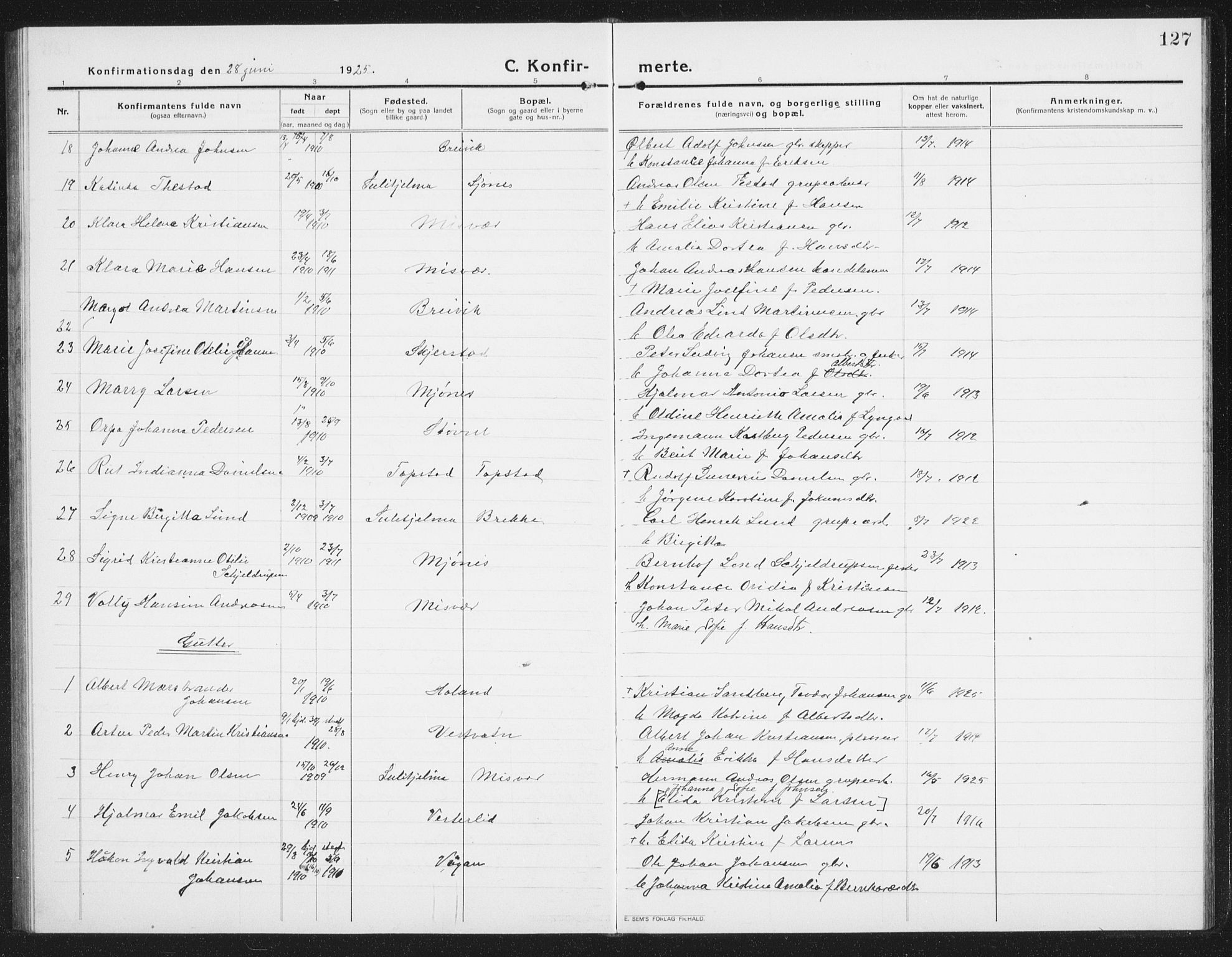 Ministerialprotokoller, klokkerbøker og fødselsregistre - Nordland, AV/SAT-A-1459/852/L0757: Parish register (copy) no. 852C08, 1916-1934, p. 127