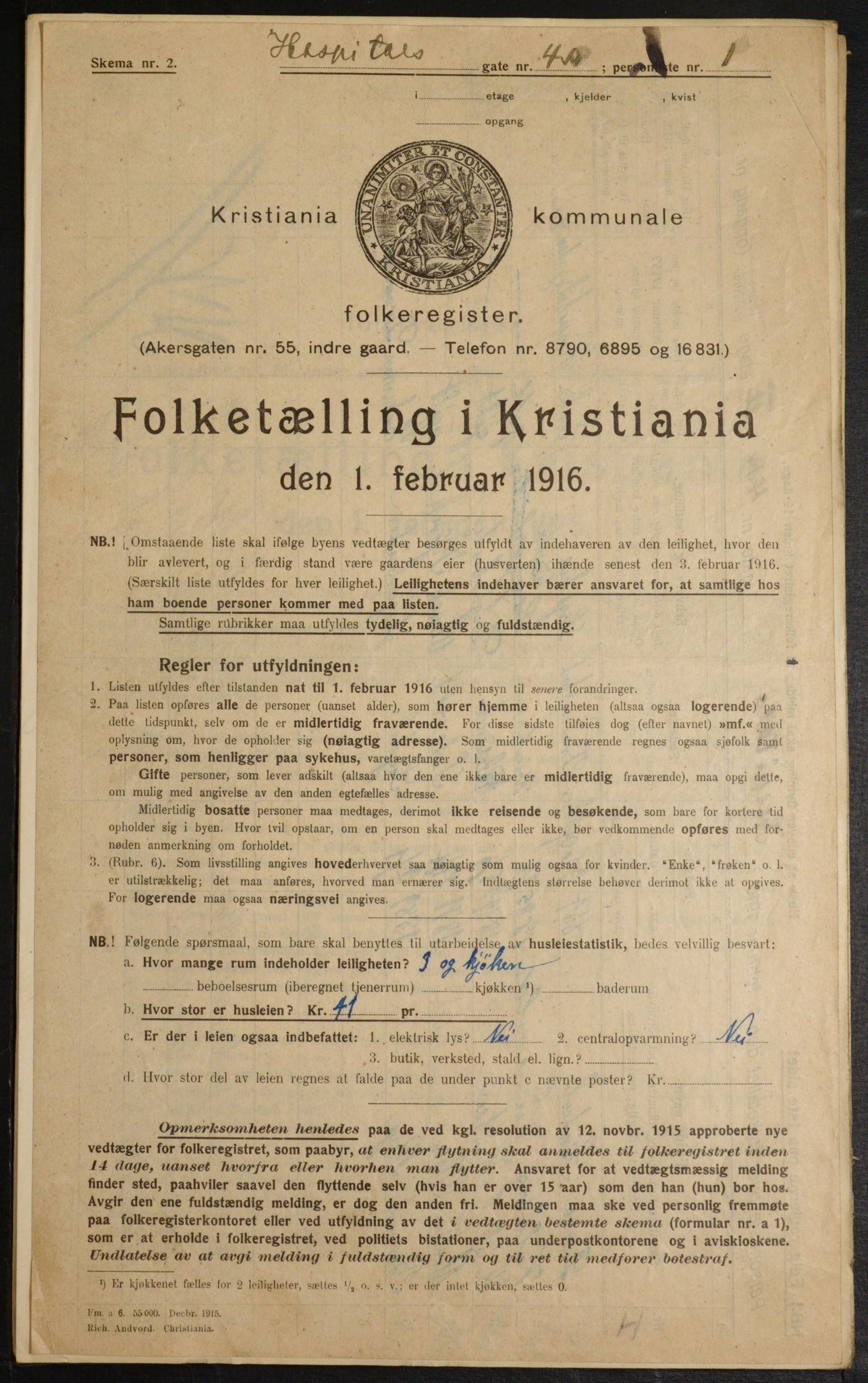 OBA, Municipal Census 1916 for Kristiania, 1916, p. 42103