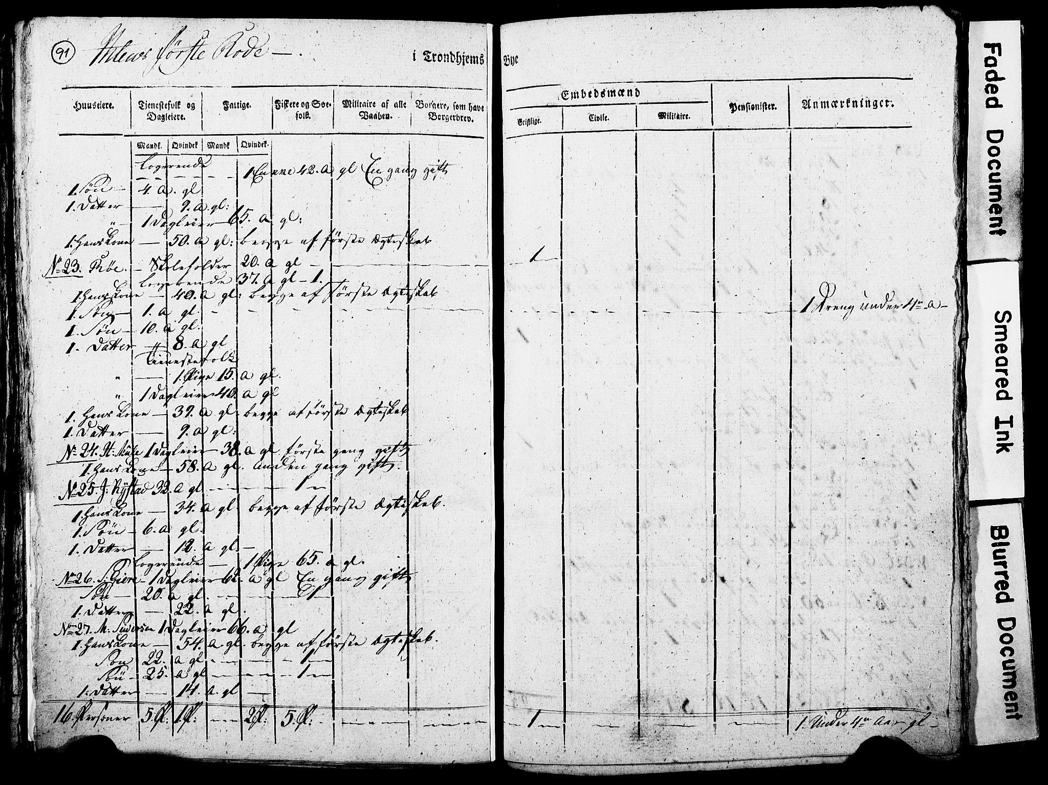 RA, Census 1815 for Trondheim, 1815, p. 291