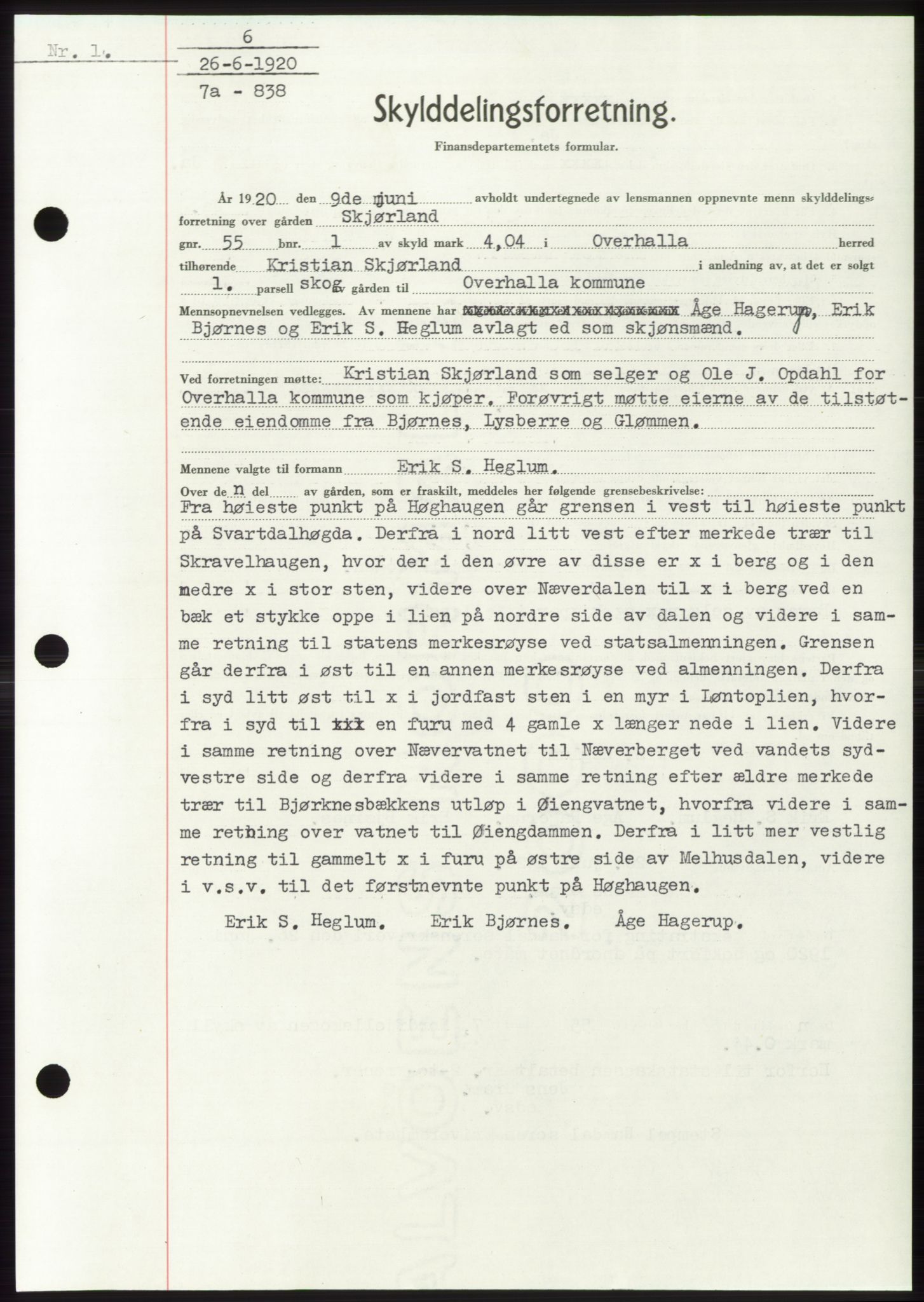 Namdal sorenskriveri, SAT/A-4133/1/2/2C: Mortgage book no. -, 1916-1921, Deed date: 26.06.1920