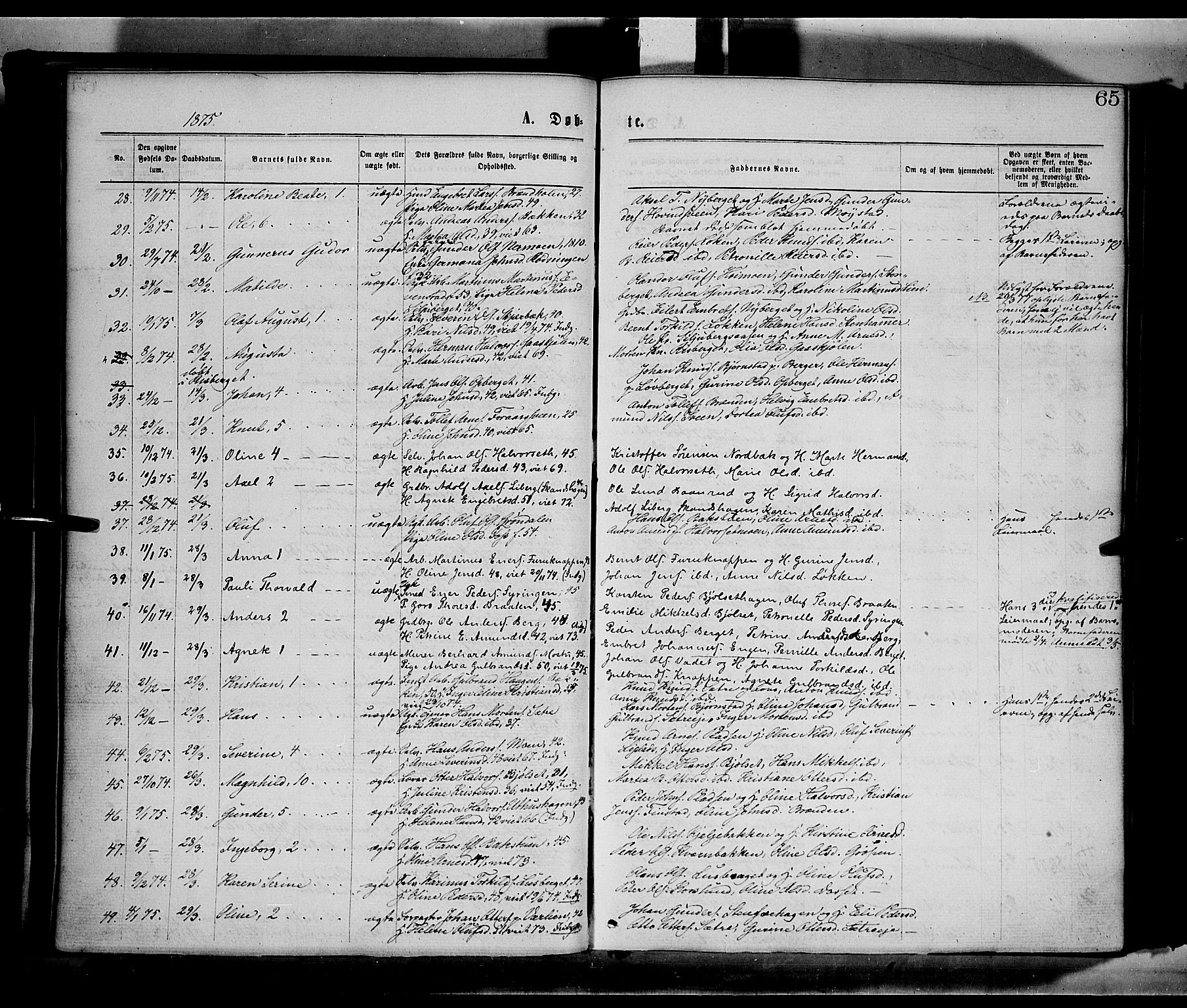 Elverum prestekontor, SAH/PREST-044/H/Ha/Haa/L0011: Parish register (official) no. 11, 1869-1879, p. 65