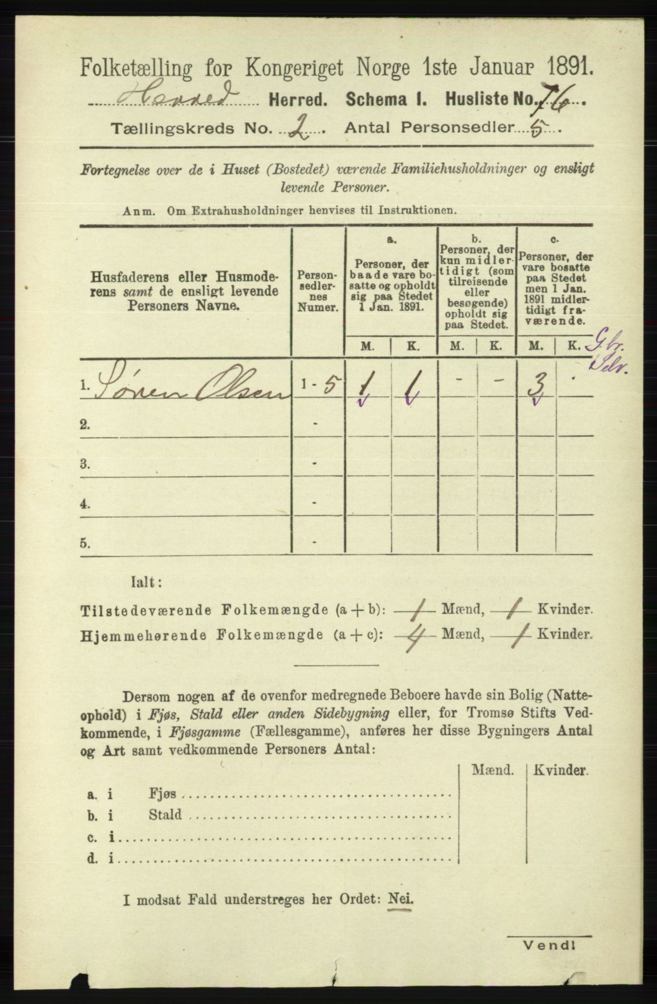 RA, 1891 census for 1039 Herad, 1891, p. 517