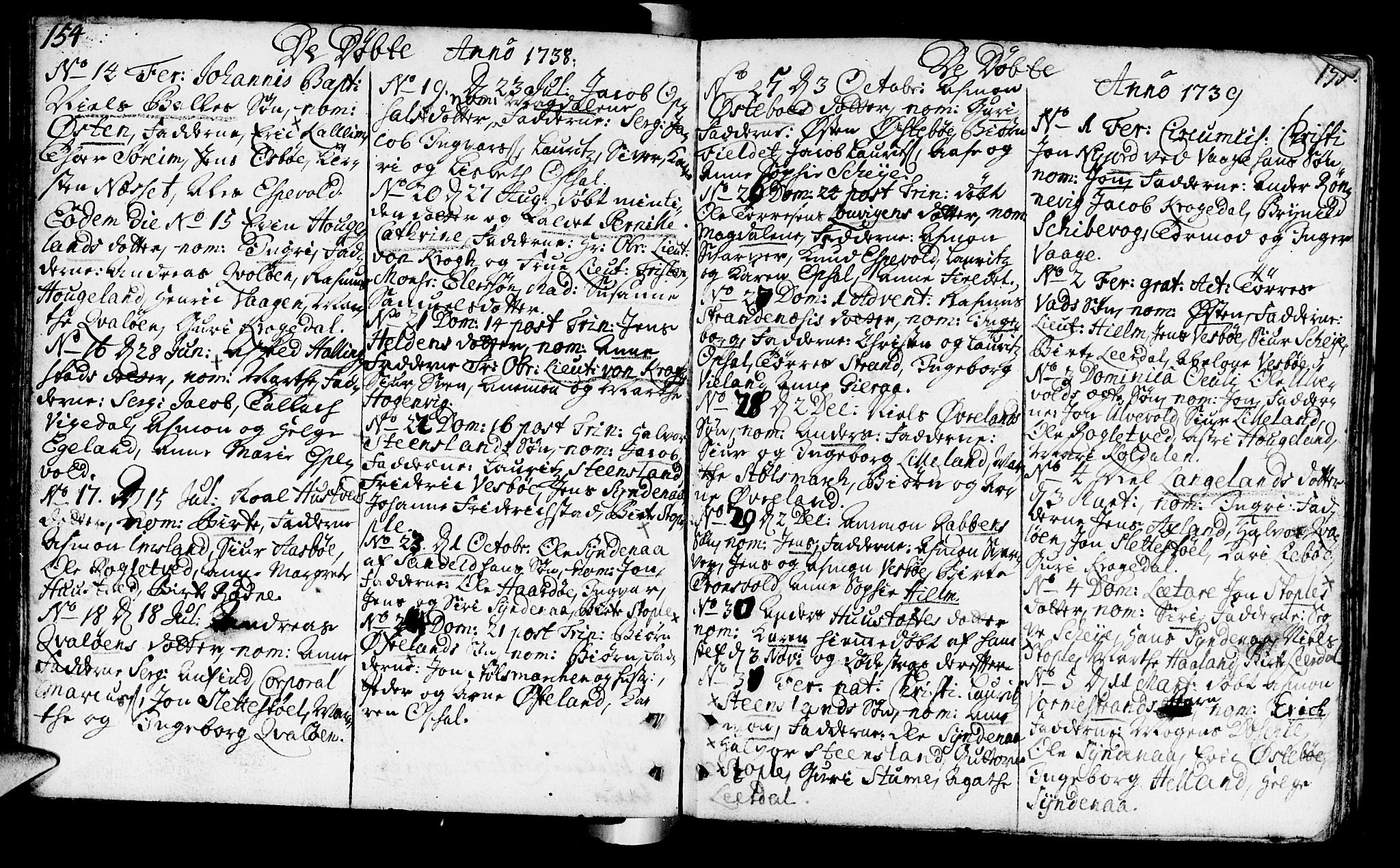 Vikedal sokneprestkontor, AV/SAST-A-101840/01/IV: Parish register (official) no. A 1, 1737-1778, p. 154-155