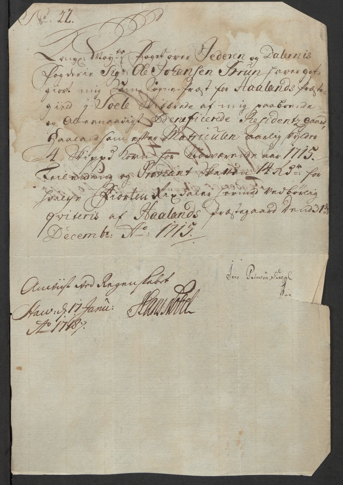 Rentekammeret inntil 1814, Reviderte regnskaper, Fogderegnskap, RA/EA-4092/R46/L2740: Fogderegnskap Jæren og Dalane, 1715-1716, p. 166