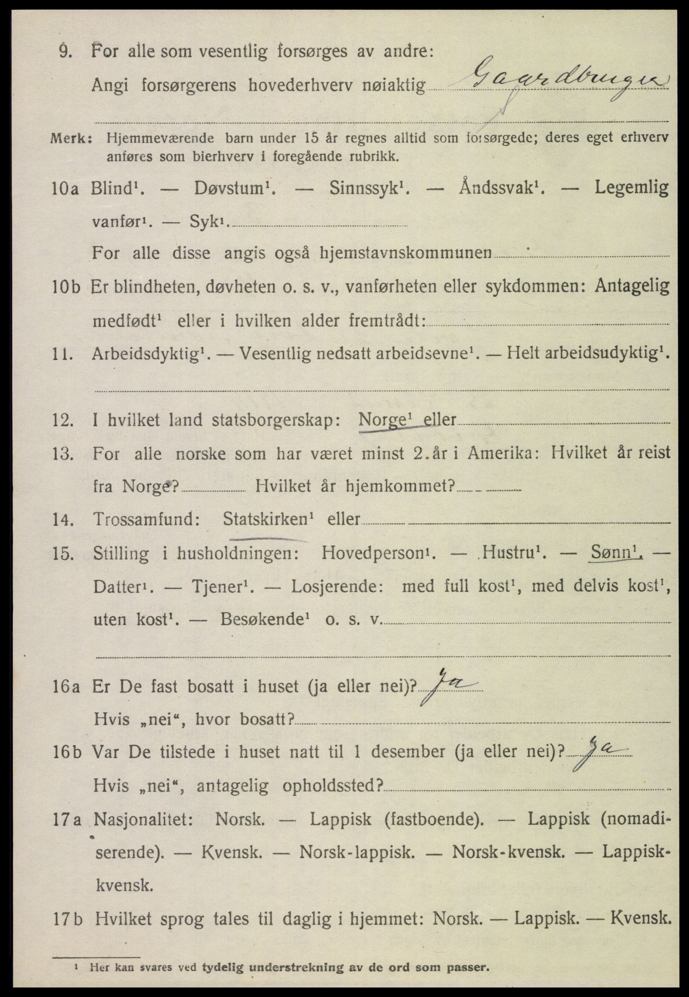 SAT, 1920 census for Grong, 1920, p. 4836