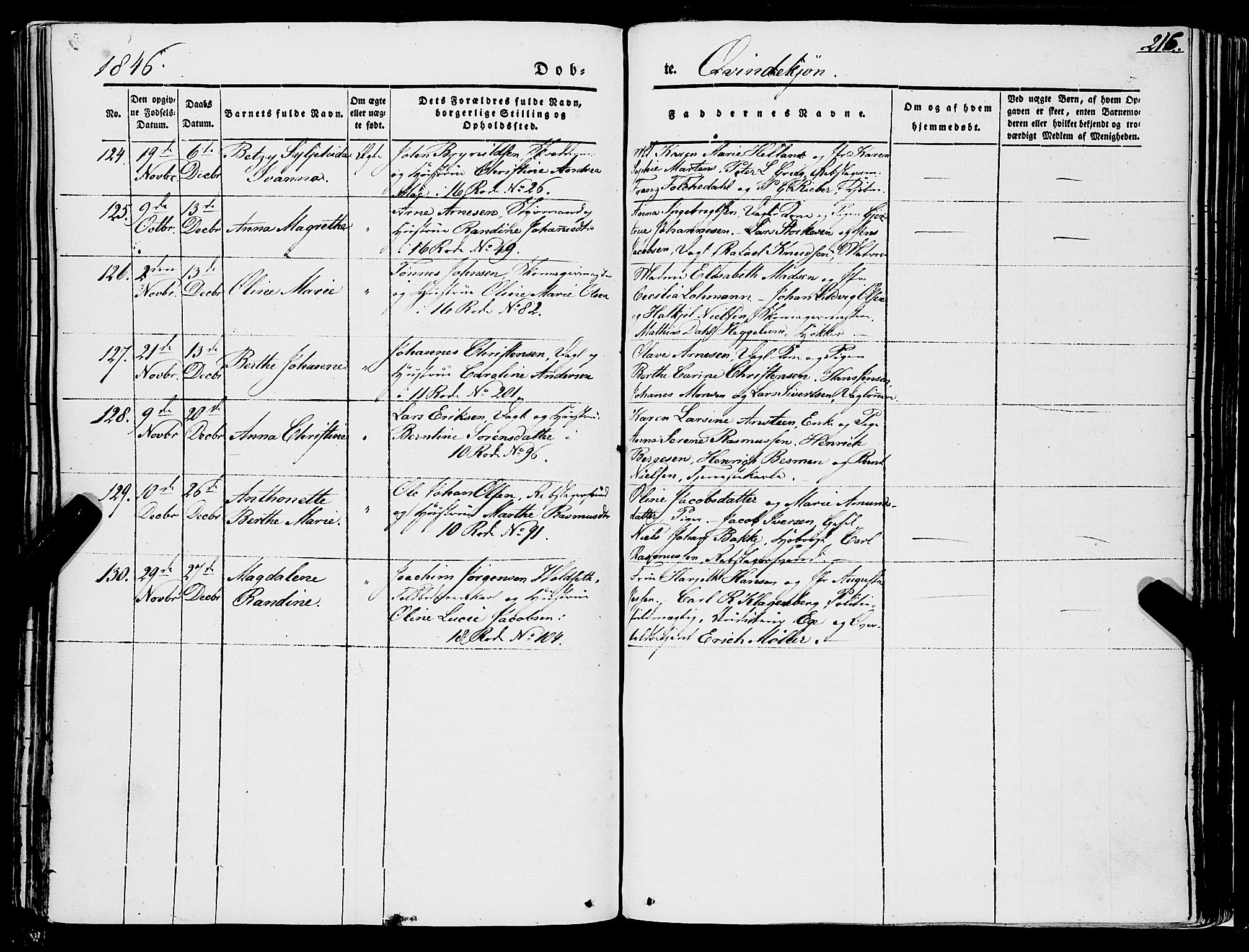 Domkirken sokneprestembete, AV/SAB-A-74801/H/Haa/L0019: Parish register (official) no. B 2, 1841-1851, p. 216