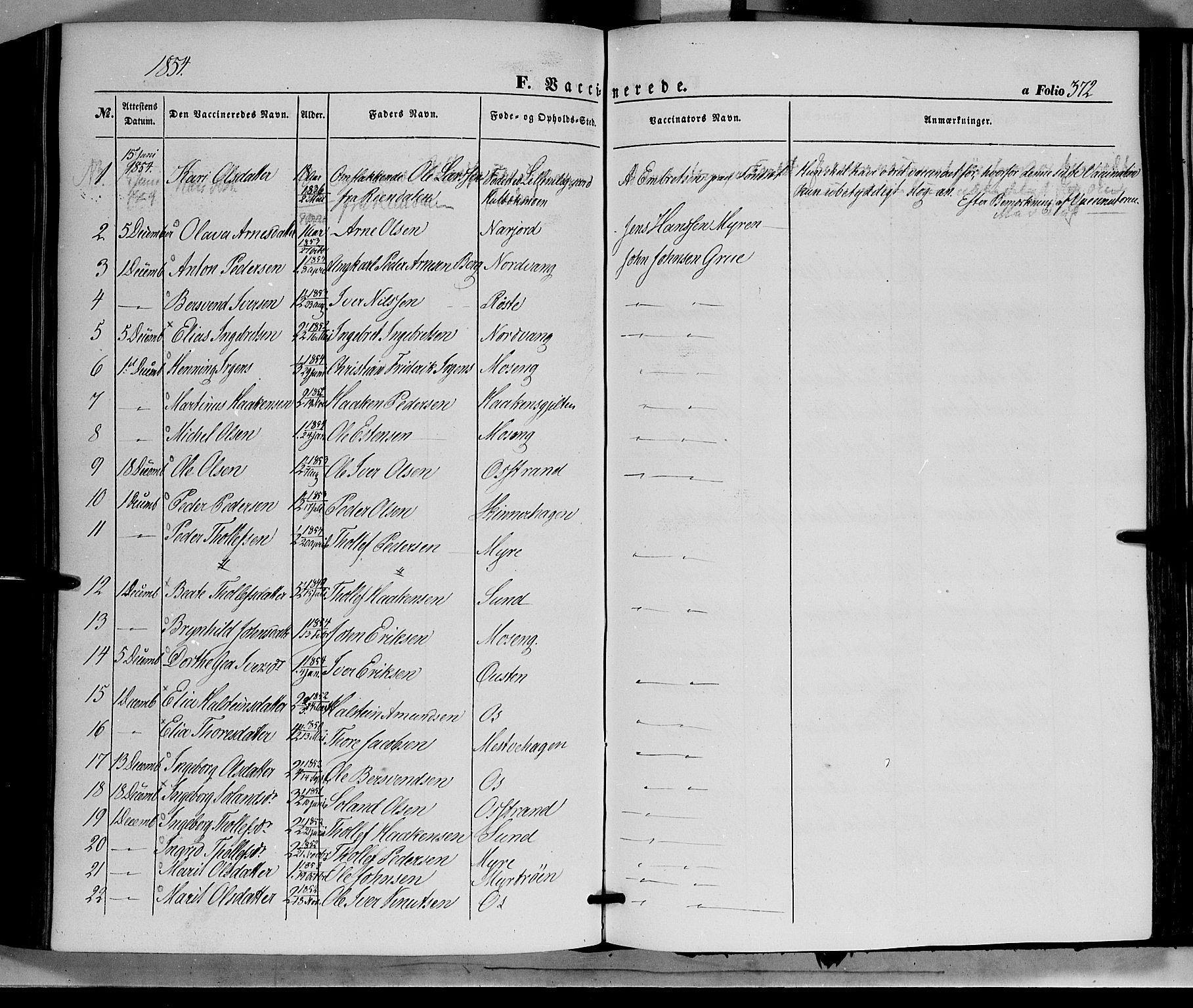 Tolga prestekontor, SAH/PREST-062/K/L0006: Parish register (official) no. 6, 1852-1876, p. 372