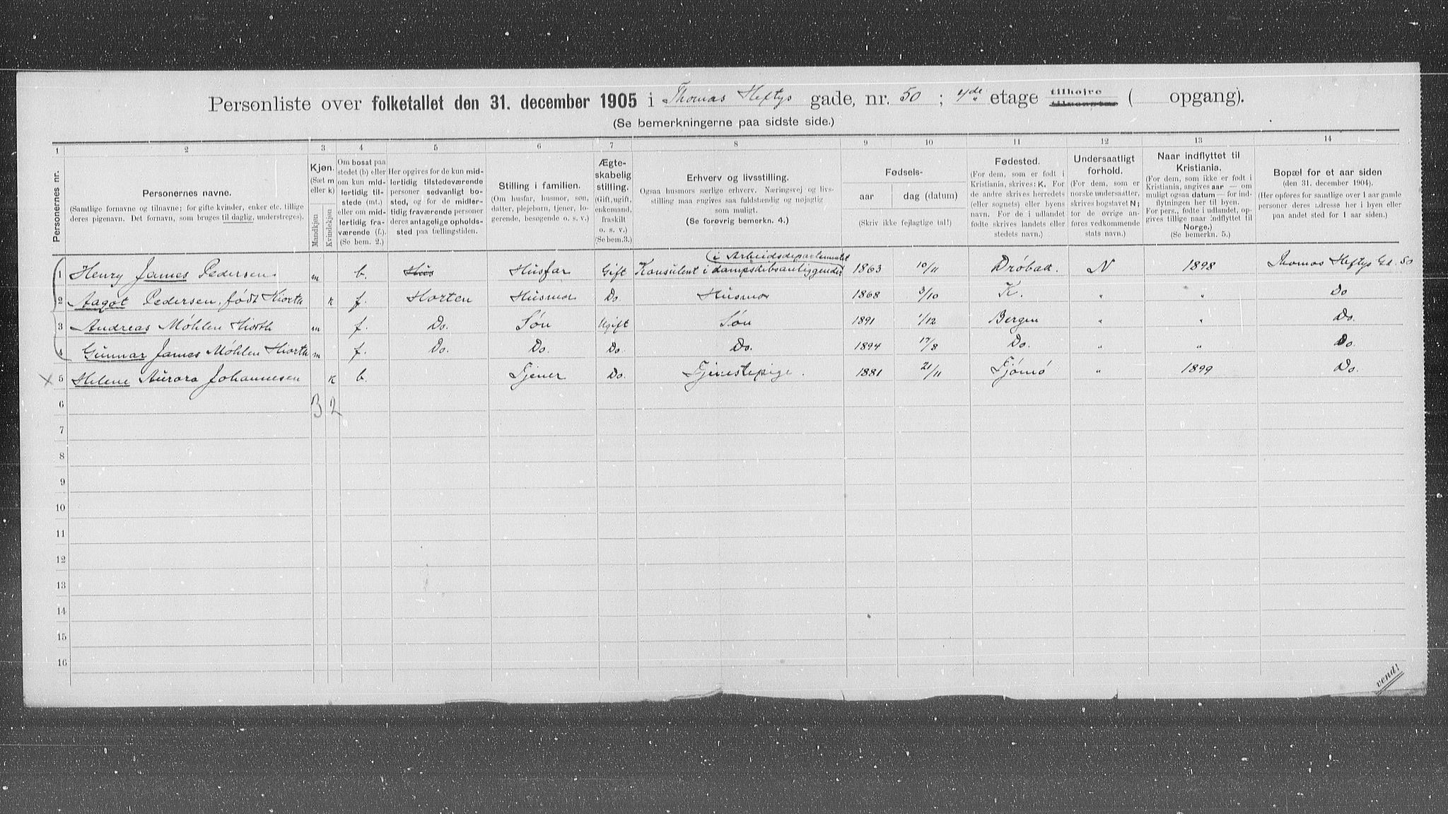 OBA, Municipal Census 1905 for Kristiania, 1905, p. 57179