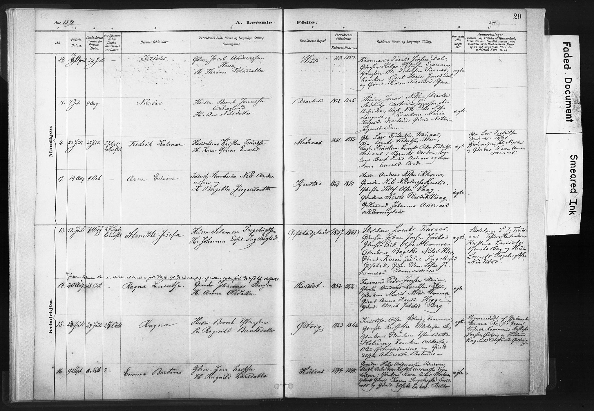 Ministerialprotokoller, klokkerbøker og fødselsregistre - Nord-Trøndelag, AV/SAT-A-1458/749/L0474: Parish register (official) no. 749A08, 1887-1903, p. 29