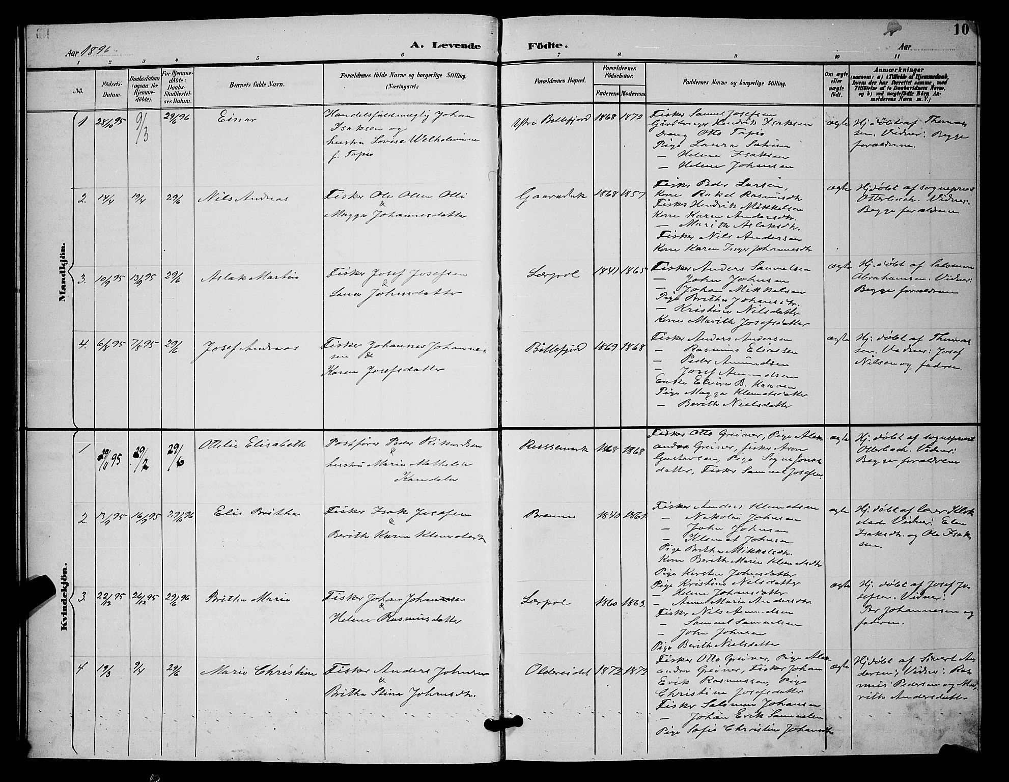Kistrand/Porsanger sokneprestembete, SATØ/S-1351/H/Hb/L0005.klokk: Parish register (copy) no. 5, 1895-1904, p. 10