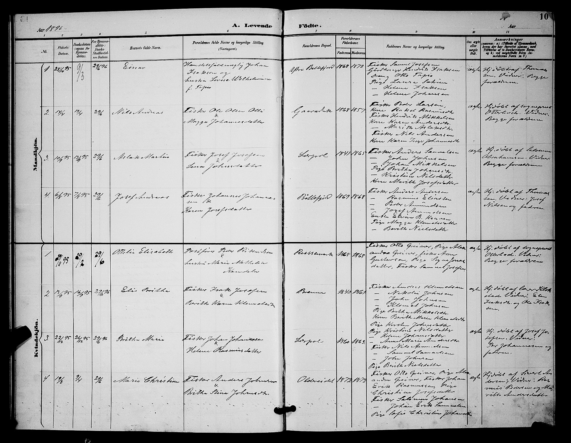 Kistrand/Porsanger sokneprestembete, AV/SATØ-S-1351/H/Hb/L0005.klokk: Parish register (copy) no. 5, 1895-1904, p. 10