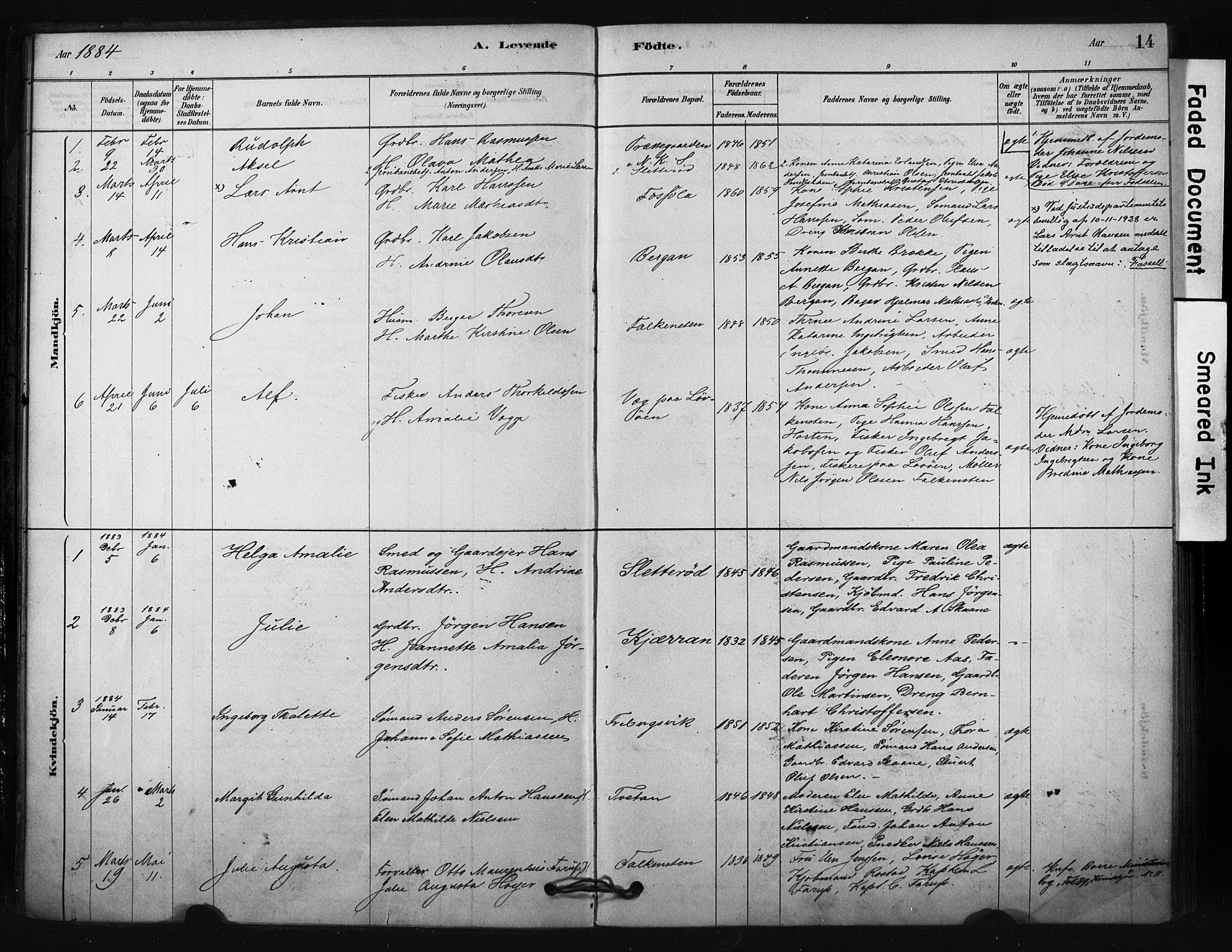 Borre kirkebøker, AV/SAKO-A-338/F/Fc/L0001: Parish register (official) no. III 1, 1878-1896, p. 14